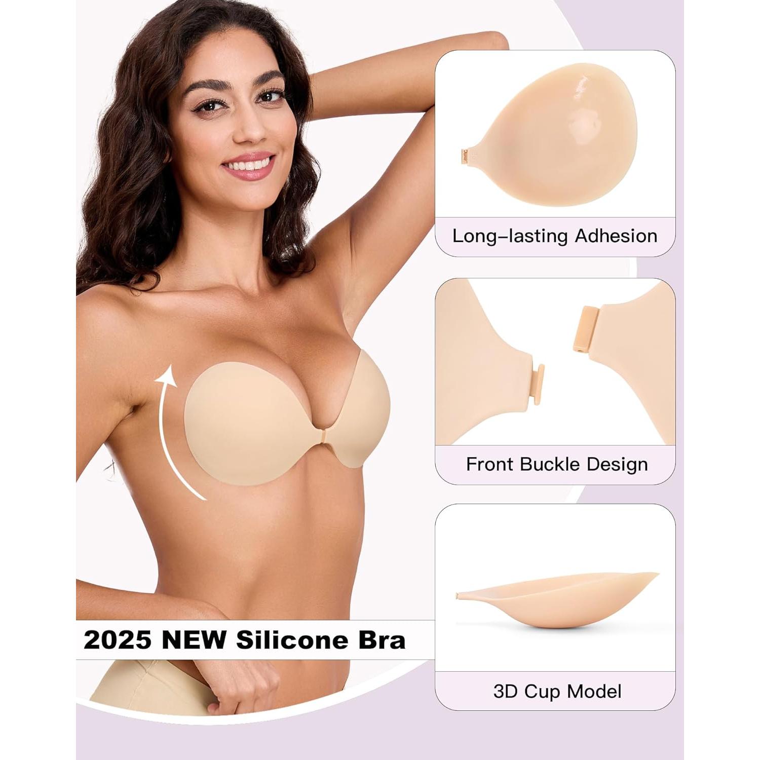 Sujetador Adhesivo Sin Costuras MITALOO Beige Cálido Talla C