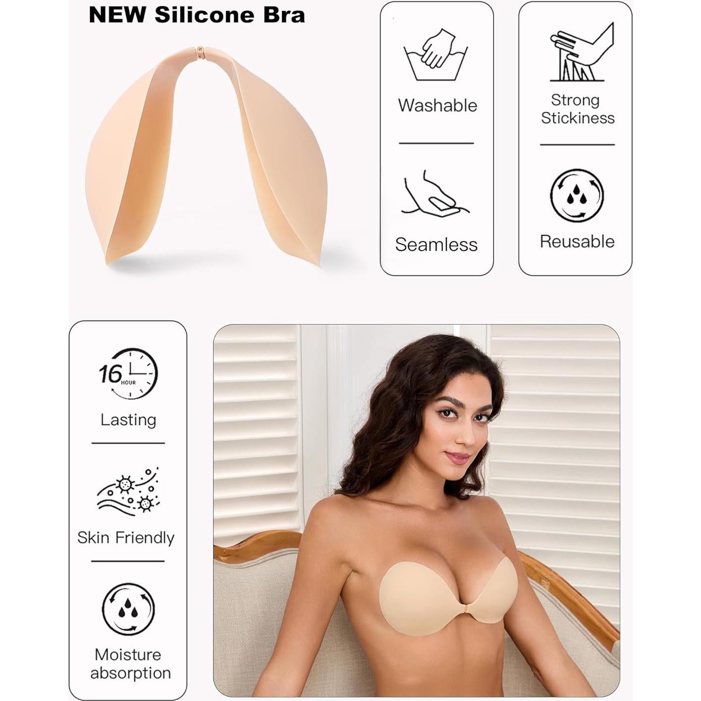 Sujetador Adhesivo Sin Costuras MITALOO Beige Cálido Talla C