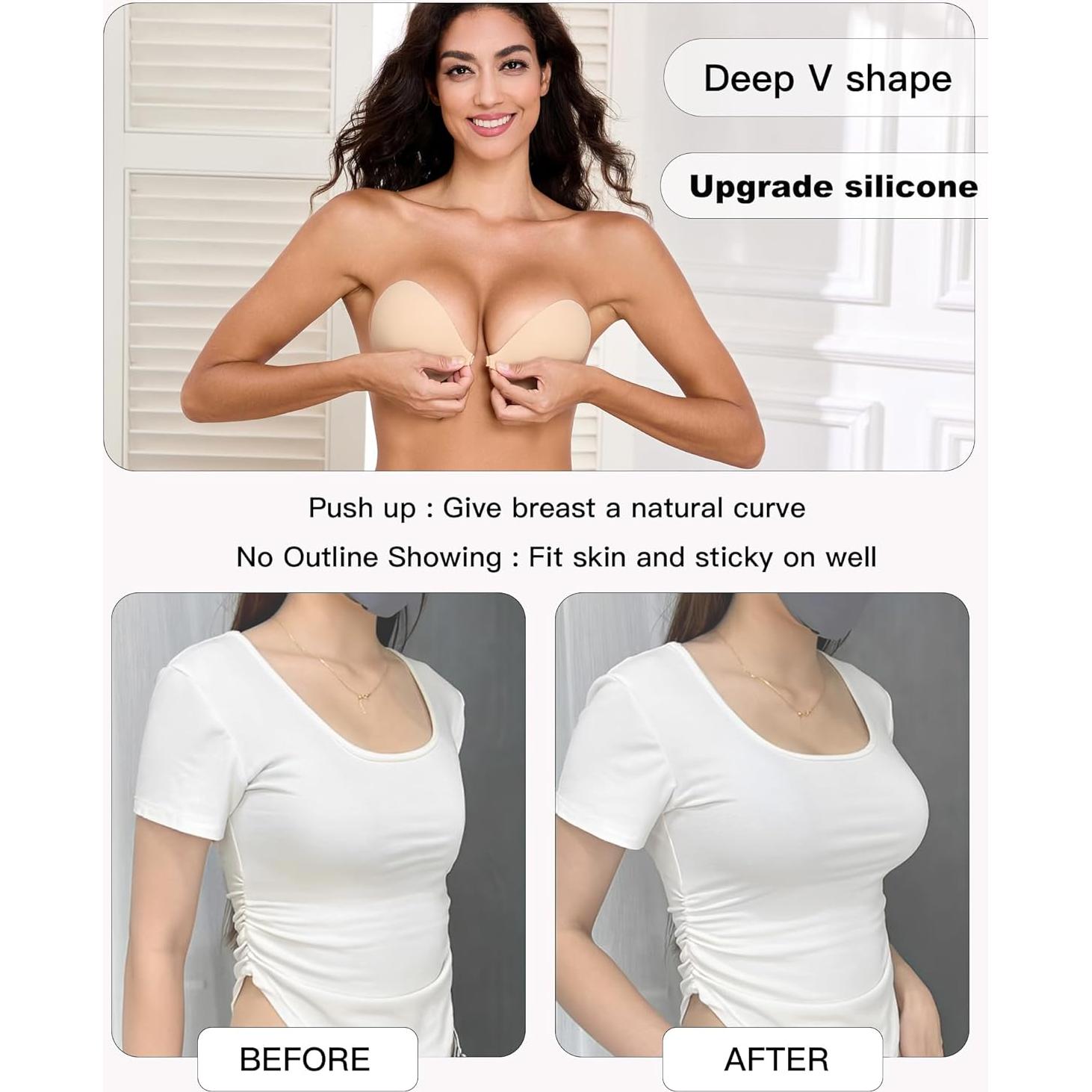 Sujetador Adhesivo Sin Costuras MITALOO Beige Cálido Talla C