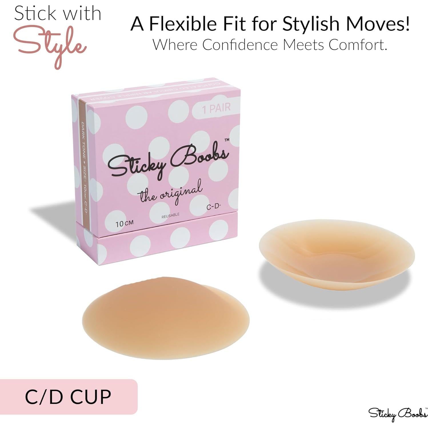 Cubiertas de pezón Sticky Boobs C-D+ Silicona Reutilizables