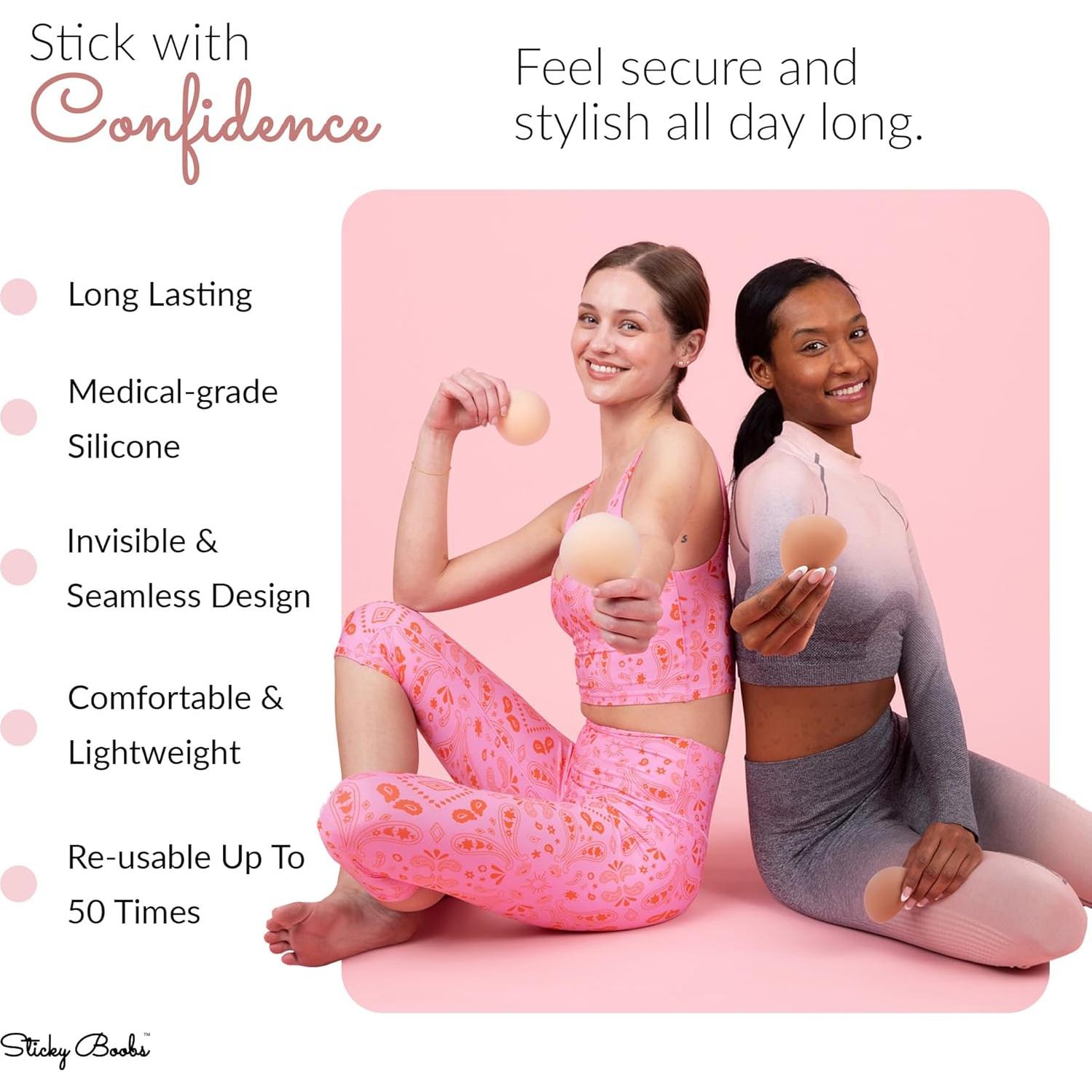 Cubiertas de pezón Sticky Boobs C-D+ Silicona Reutilizables