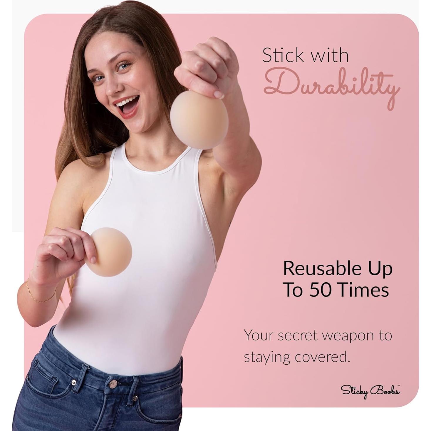 Cubiertas de pezón Sticky Boobs C-D+ Silicona Reutilizables