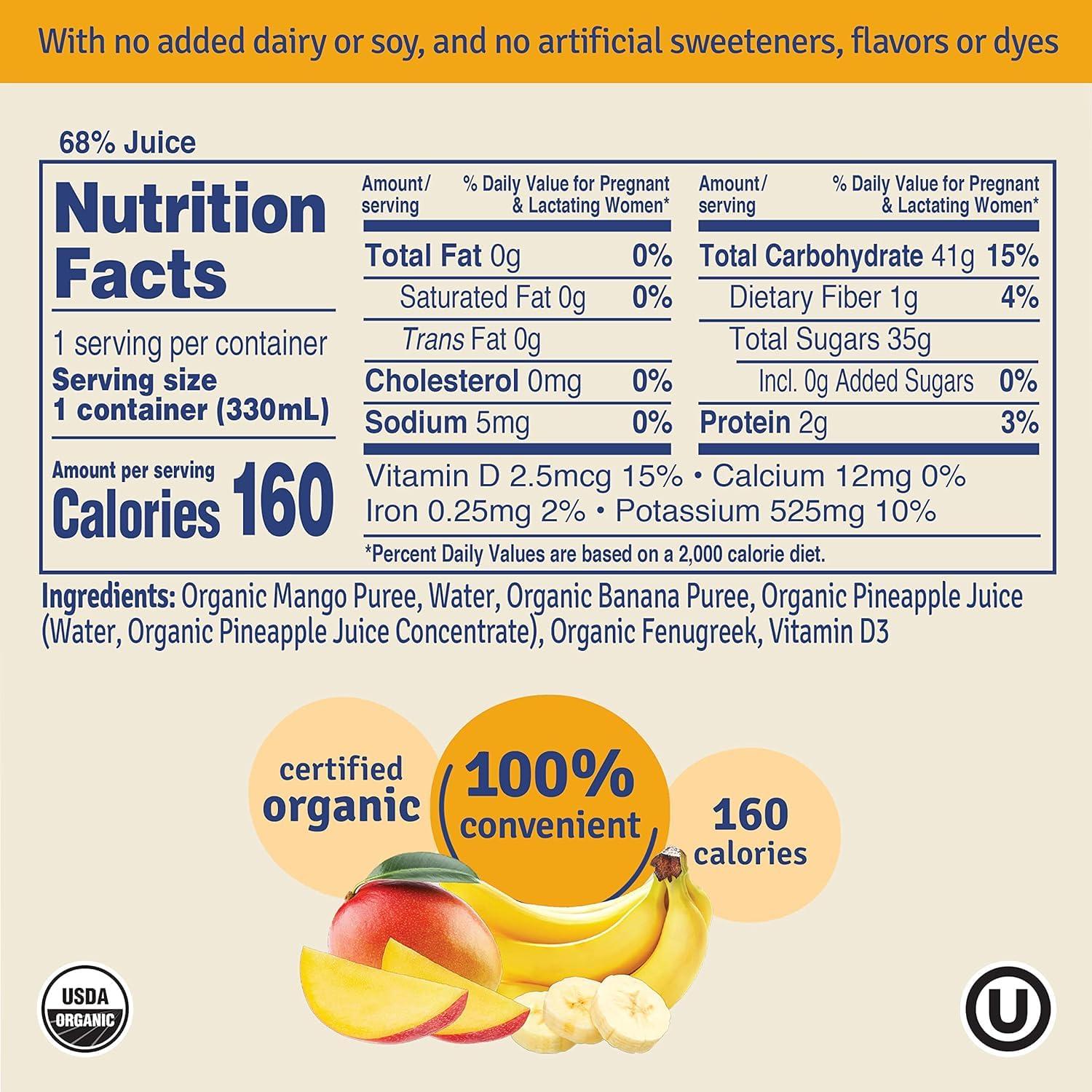 Batido de Lactancia Sweetie Pie Organics Mango Plátano 8 Unidades