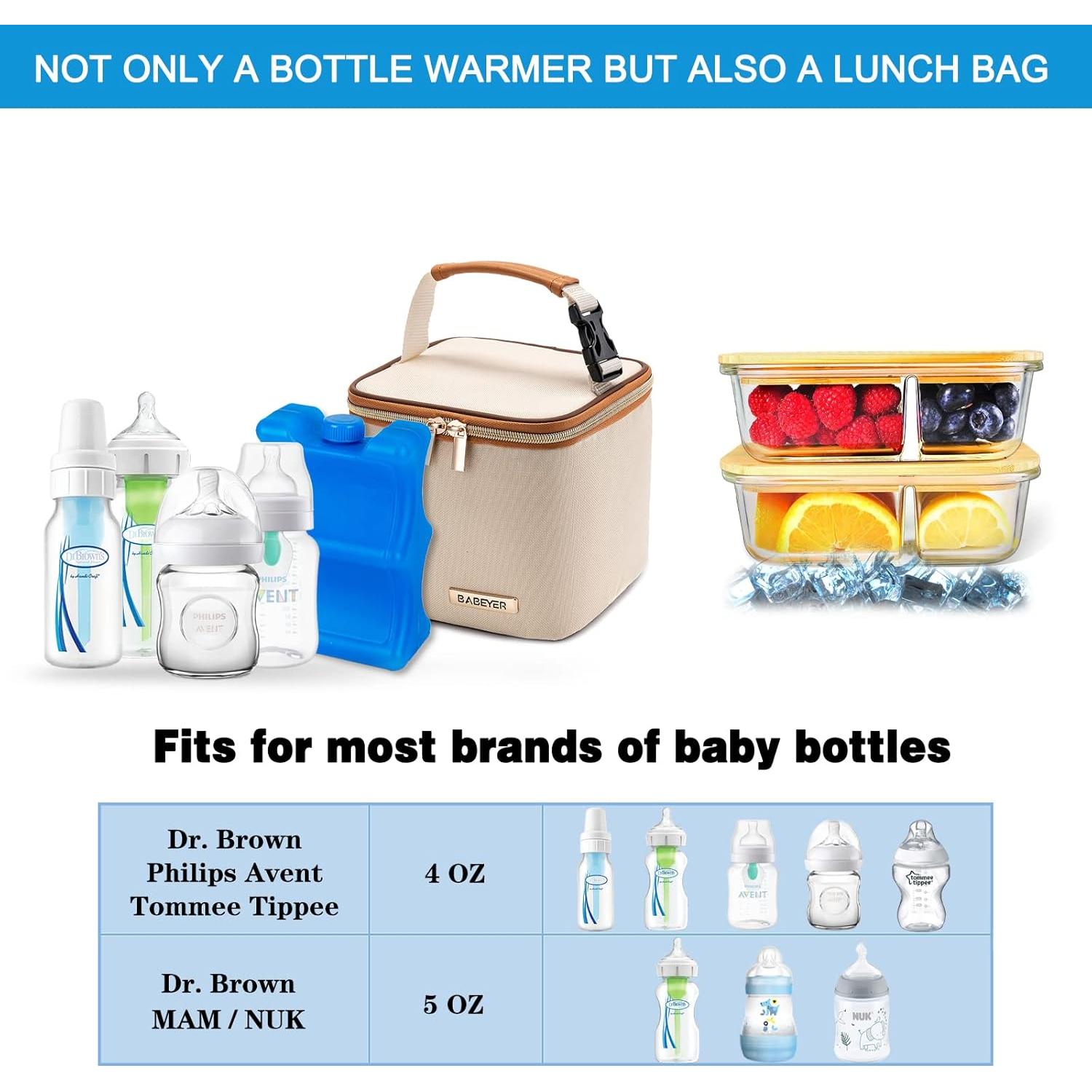 Bolsa Enfriadora de Leche Materna BABEYER 4 Biberones 150ml Crema