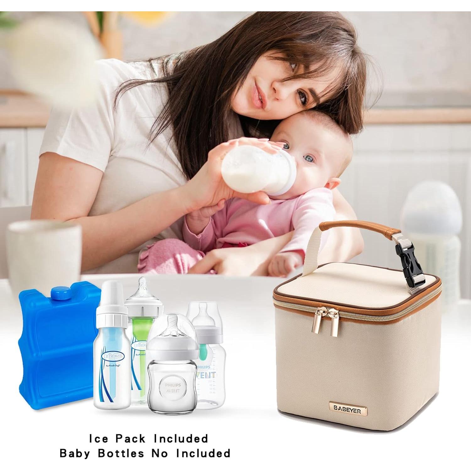 Bolsa Enfriadora de Leche Materna BABEYER 4 Biberones 150ml Crema