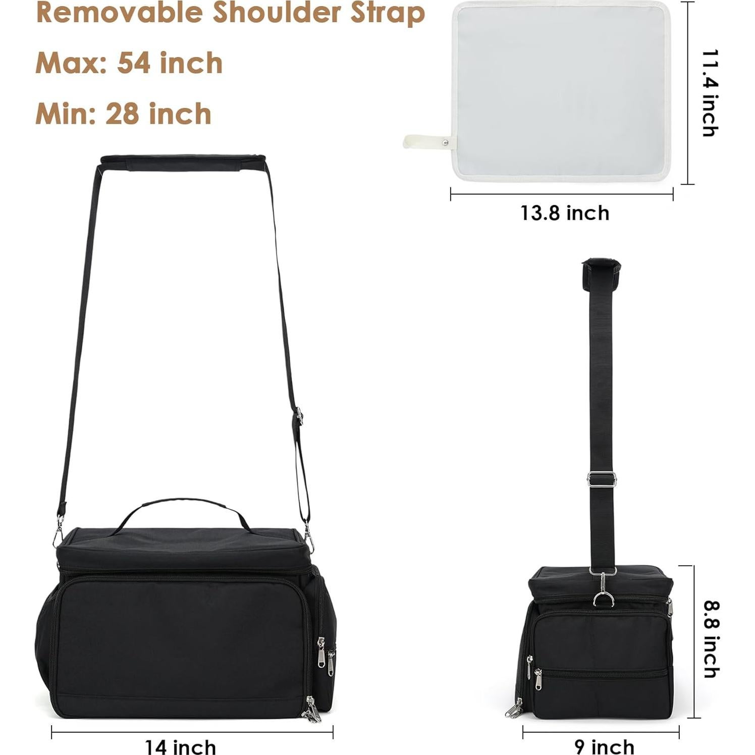 Bolsa para extractor de leche GEMIU S1/S2, negra, 35.56x22.86x22.35 cm