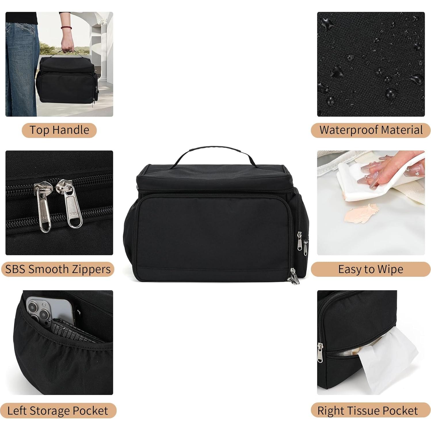 Bolsa para extractor de leche GEMIU S1/S2, negra, 35.56x22.86x22.35 cm