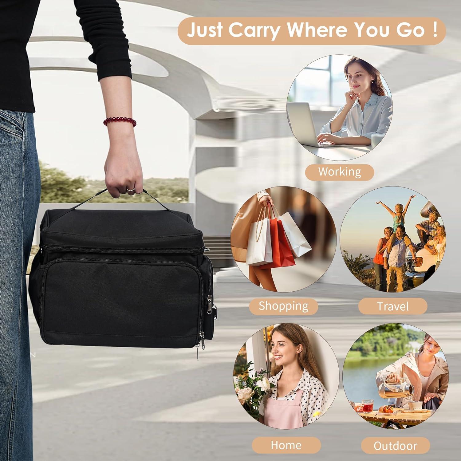 Bolsa para extractor de leche GEMIU S1/S2, negra, 35.56x22.86x22.35 cm