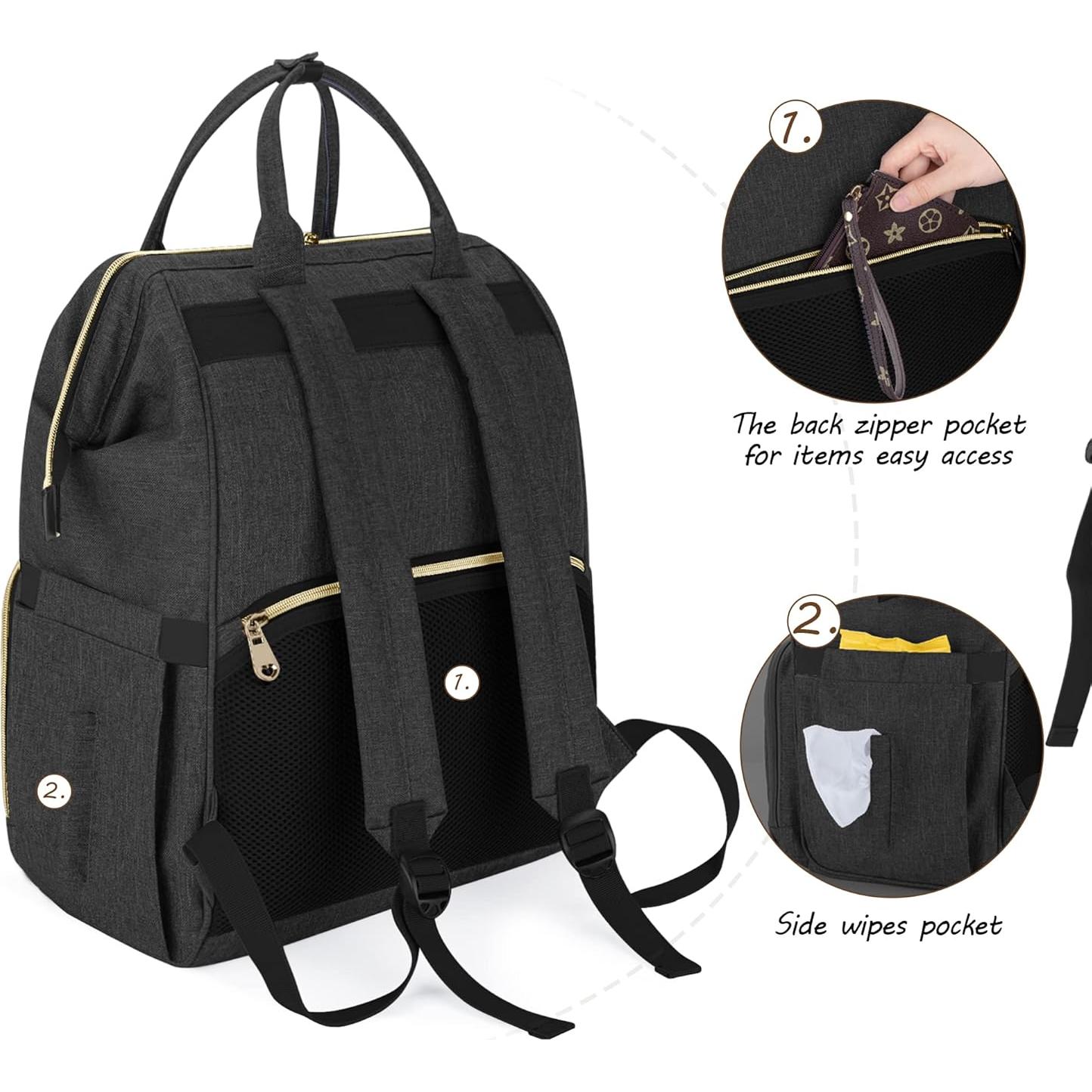 Mochila CURMIO para Extractor de Leche Negra con Compartimentos