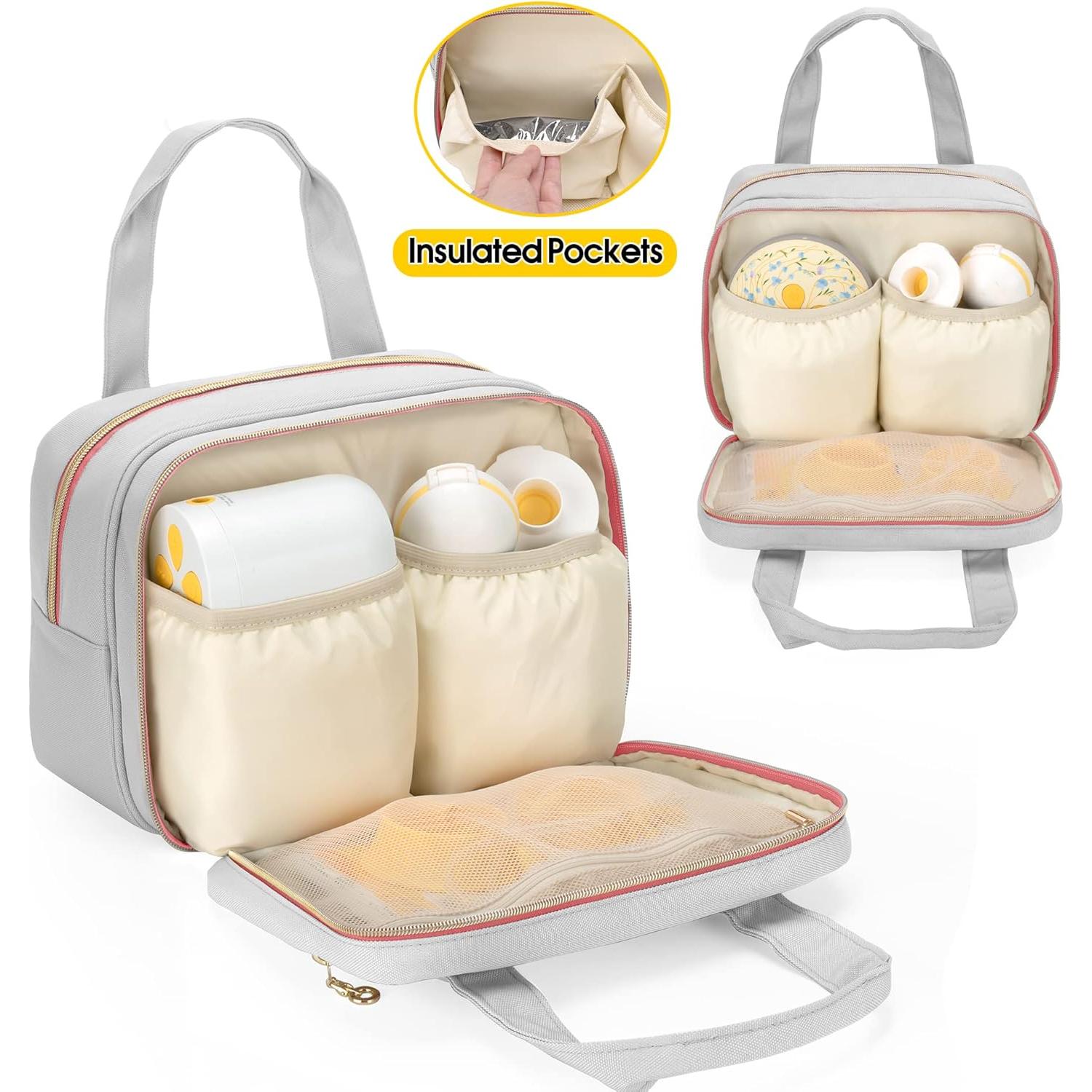 Bolsa de Transporte para Extractor de Leche Damero Gris Rosa
