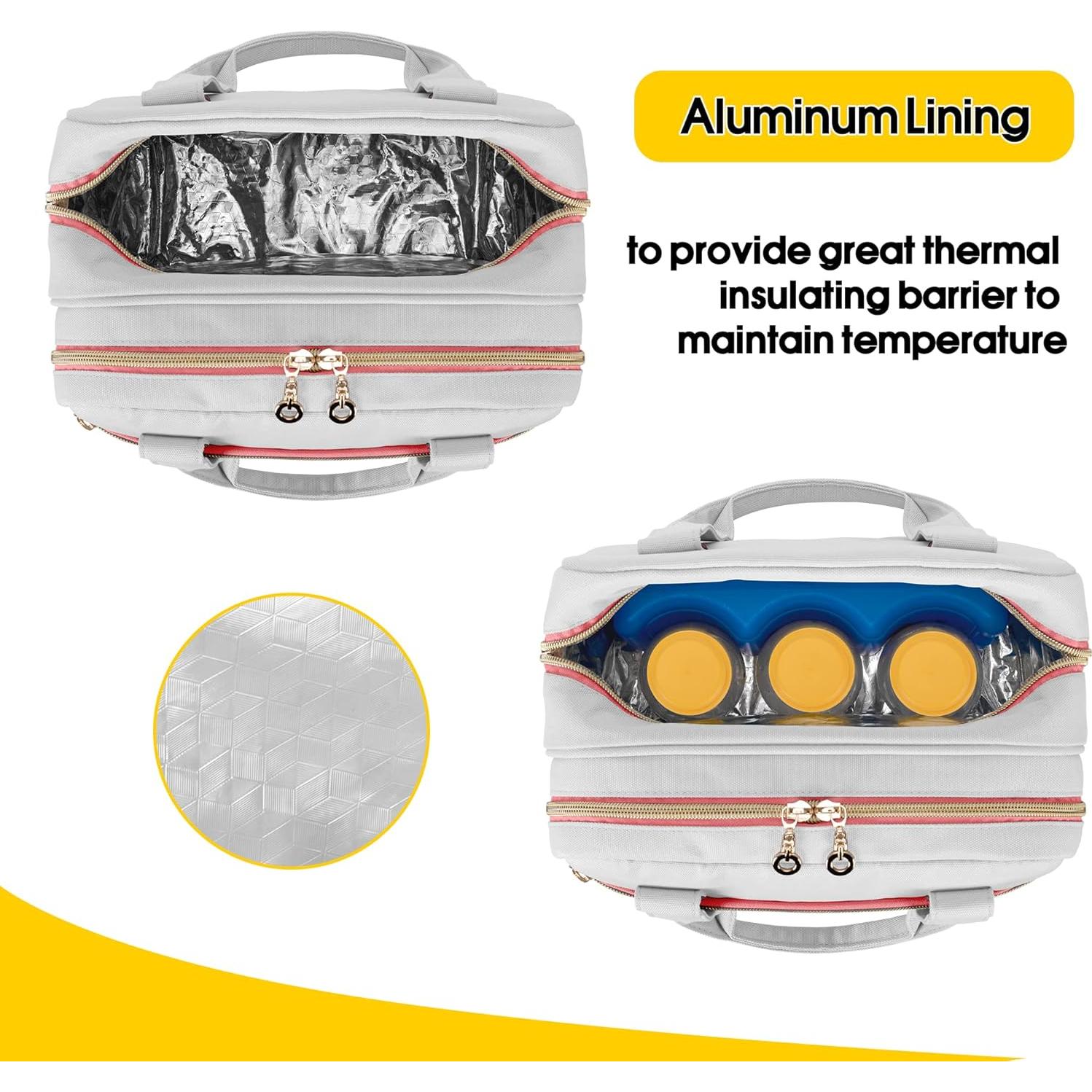 Bolsa de Transporte para Extractor de Leche Damero Gris Rosa