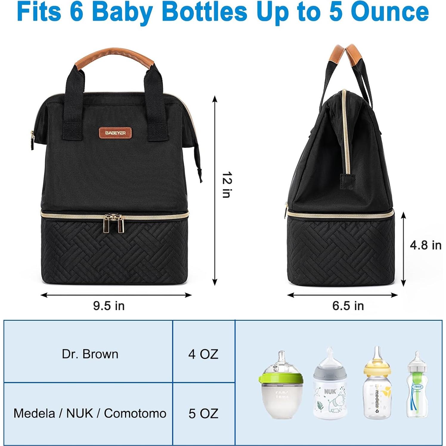 Bolsa de Enfriamiento de Leche Materna BABEYER Negra para 6 Biberones