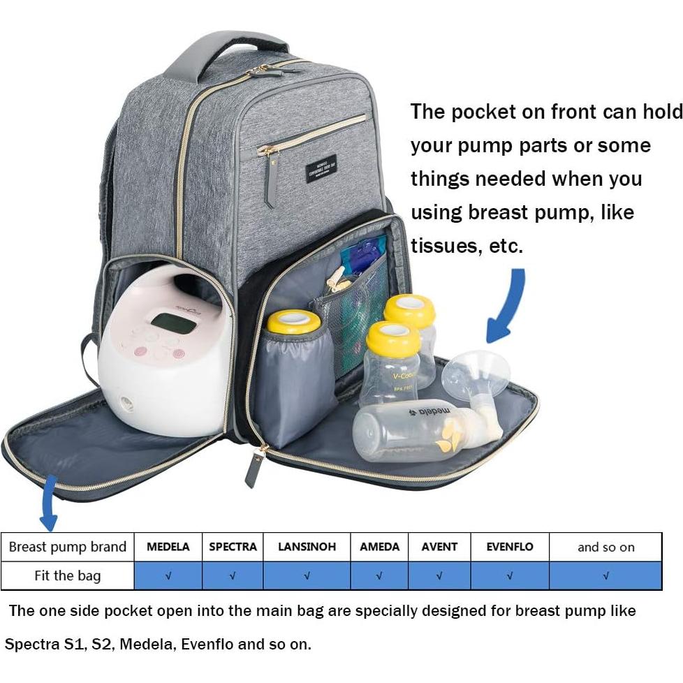 Mochila Multifuncional MOMIGO para Sacaleches Gris y Negro