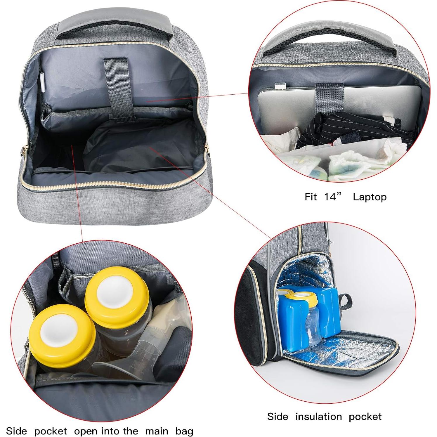 Mochila Multifuncional MOMIGO para Sacaleches Gris y Negro