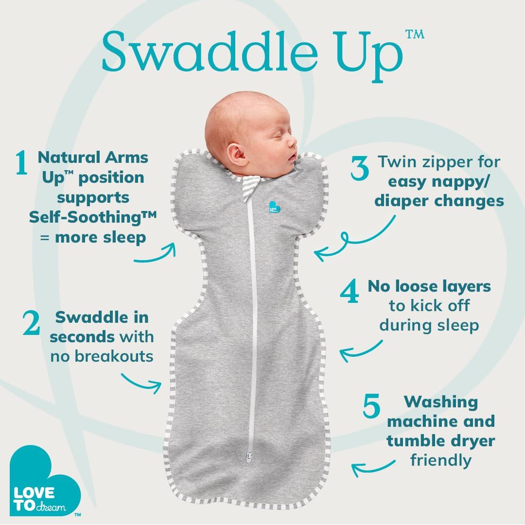 Saco de Sueño Swaddle UP Amor para Soñar Pequeño 3.6-5.9kg Gris