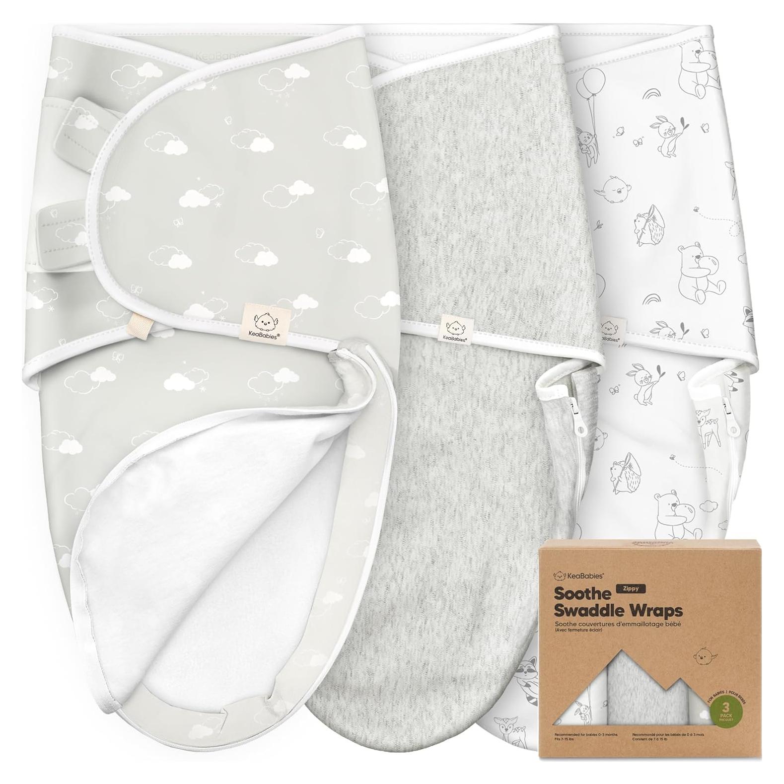 Sacos de Sueño Soothe Zippy KeaBabies - 3 Unidades 0-3 Meses