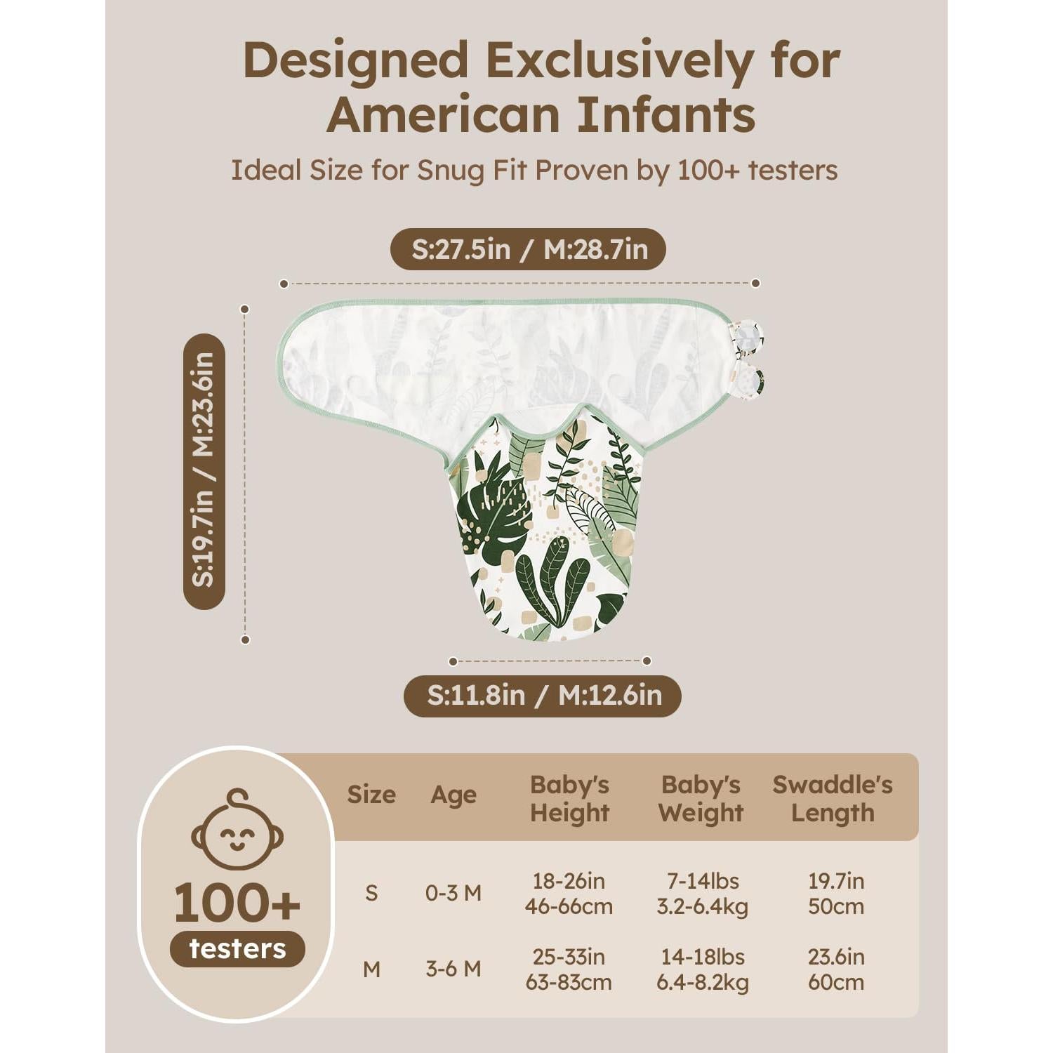 Saco de dormir ajustable Yoofoss 100% algodón orgánico 0-3 meses