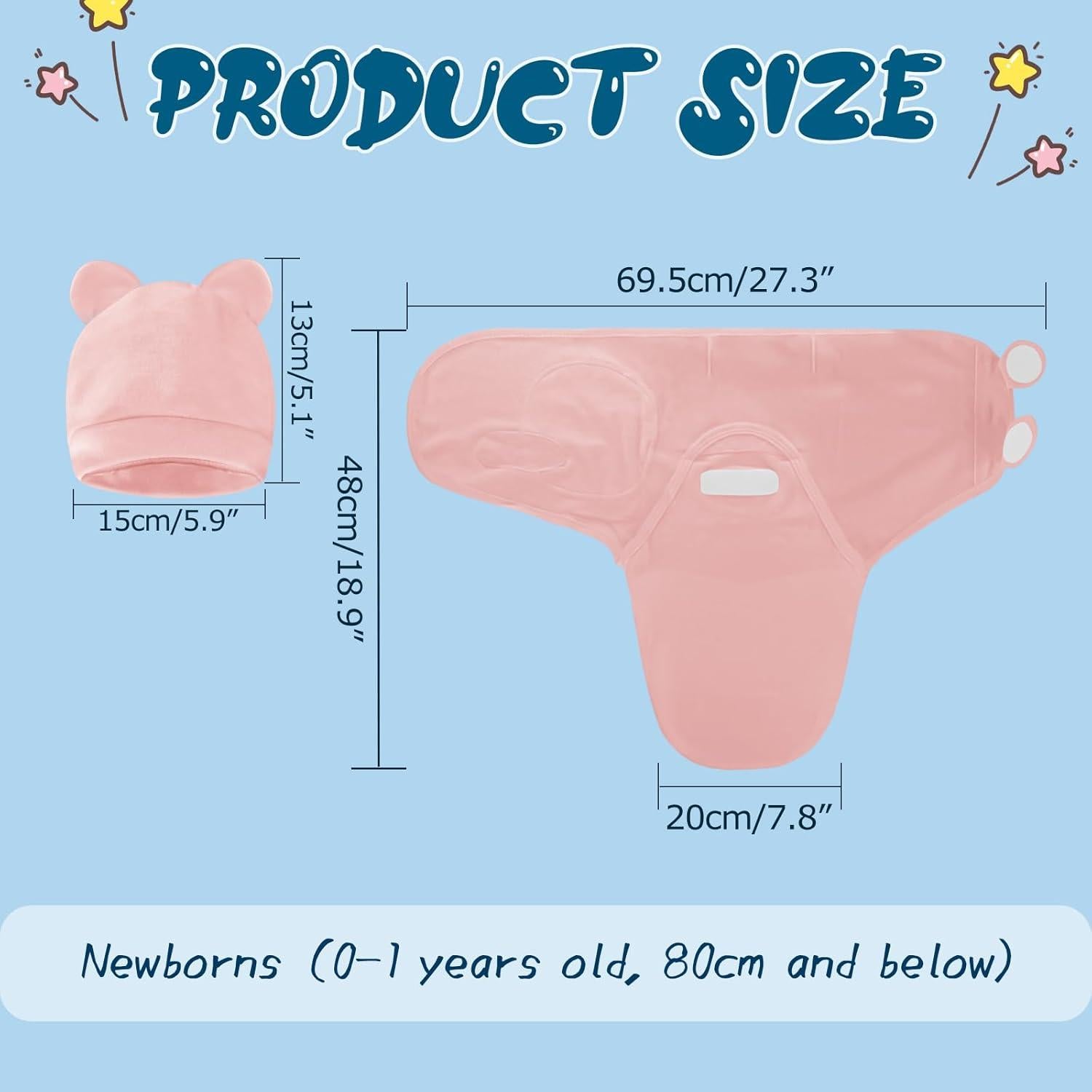 Saco de Sueño para Bebés Fecawd Rosa 0-3 Meses Ajustable