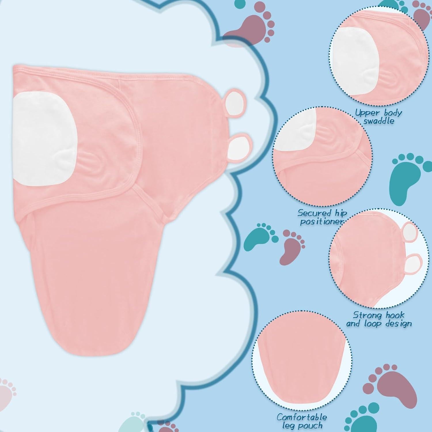 Saco de Sueño para Bebés Fecawd Rosa 0-3 Meses Ajustable