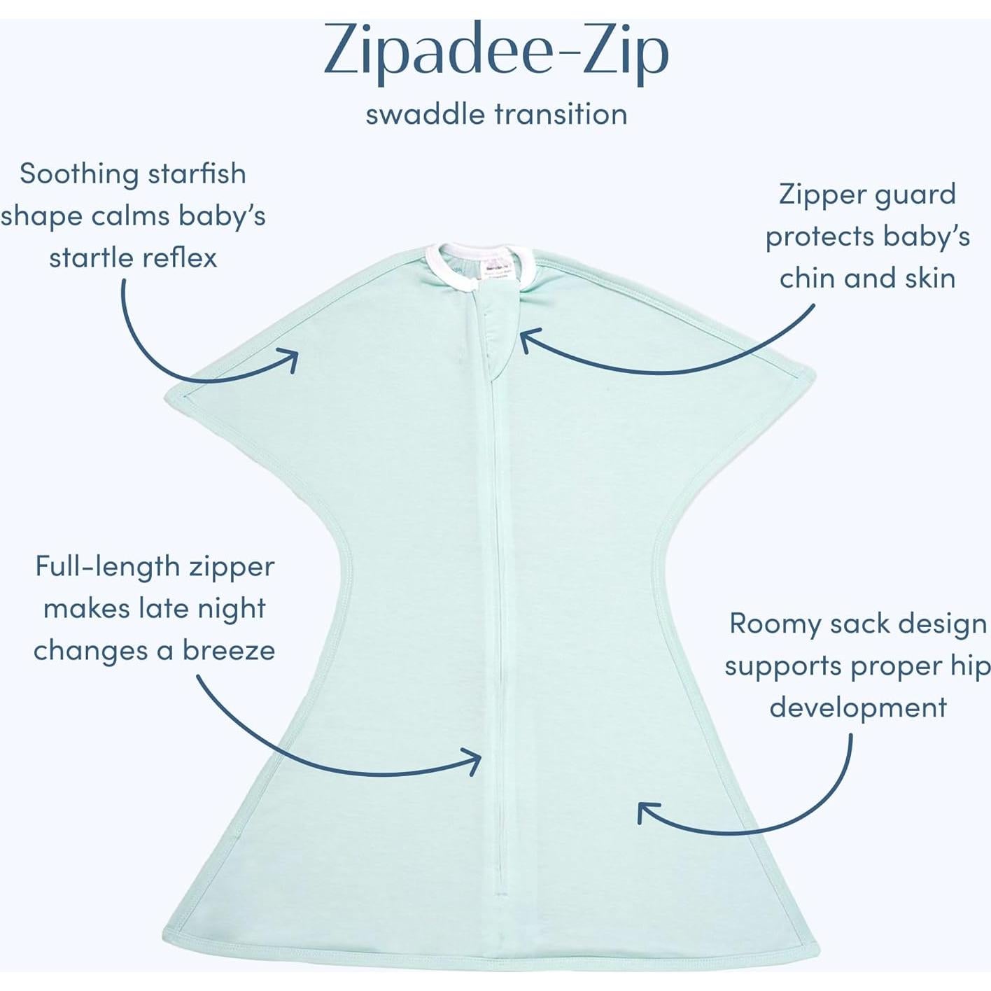 SleepingBaby Zipadee-Zip Manta Swaddle Grande 12-24 Meses Menta