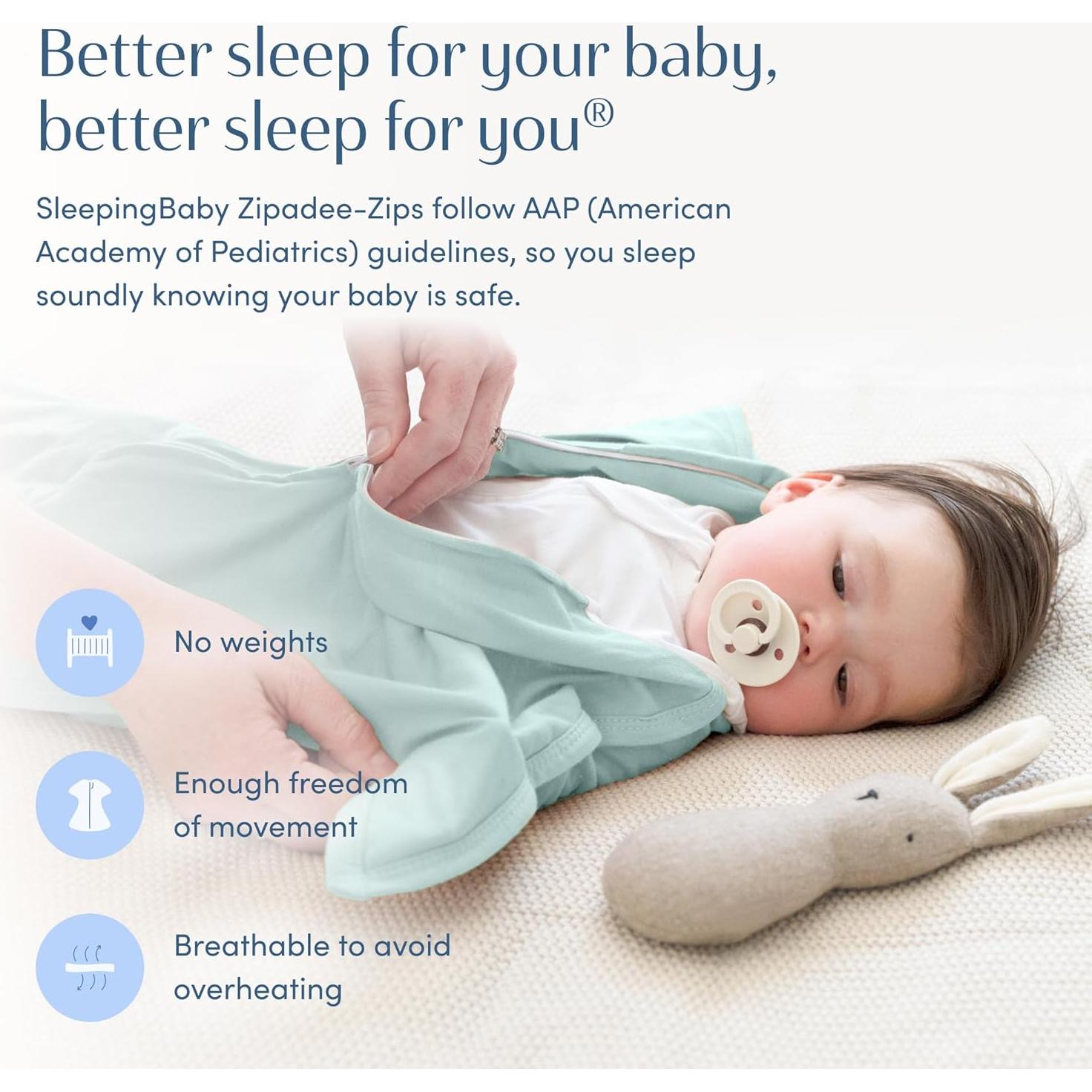 SleepingBaby Zipadee-Zip Manta Swaddle Grande 12-24 Meses Menta