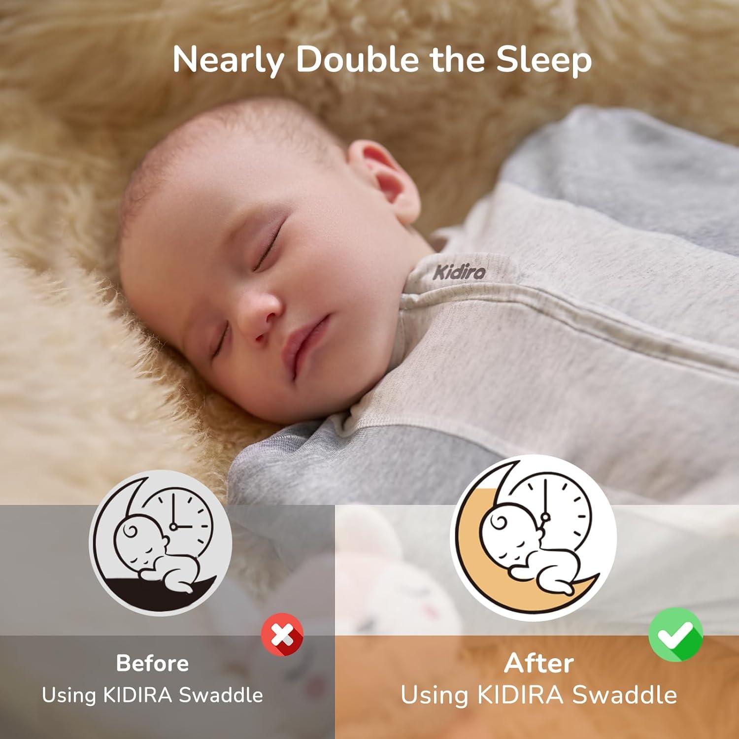 Manta para Bebé KIDIRA 0-3 Meses Algodón Gris con Brazos Arriba