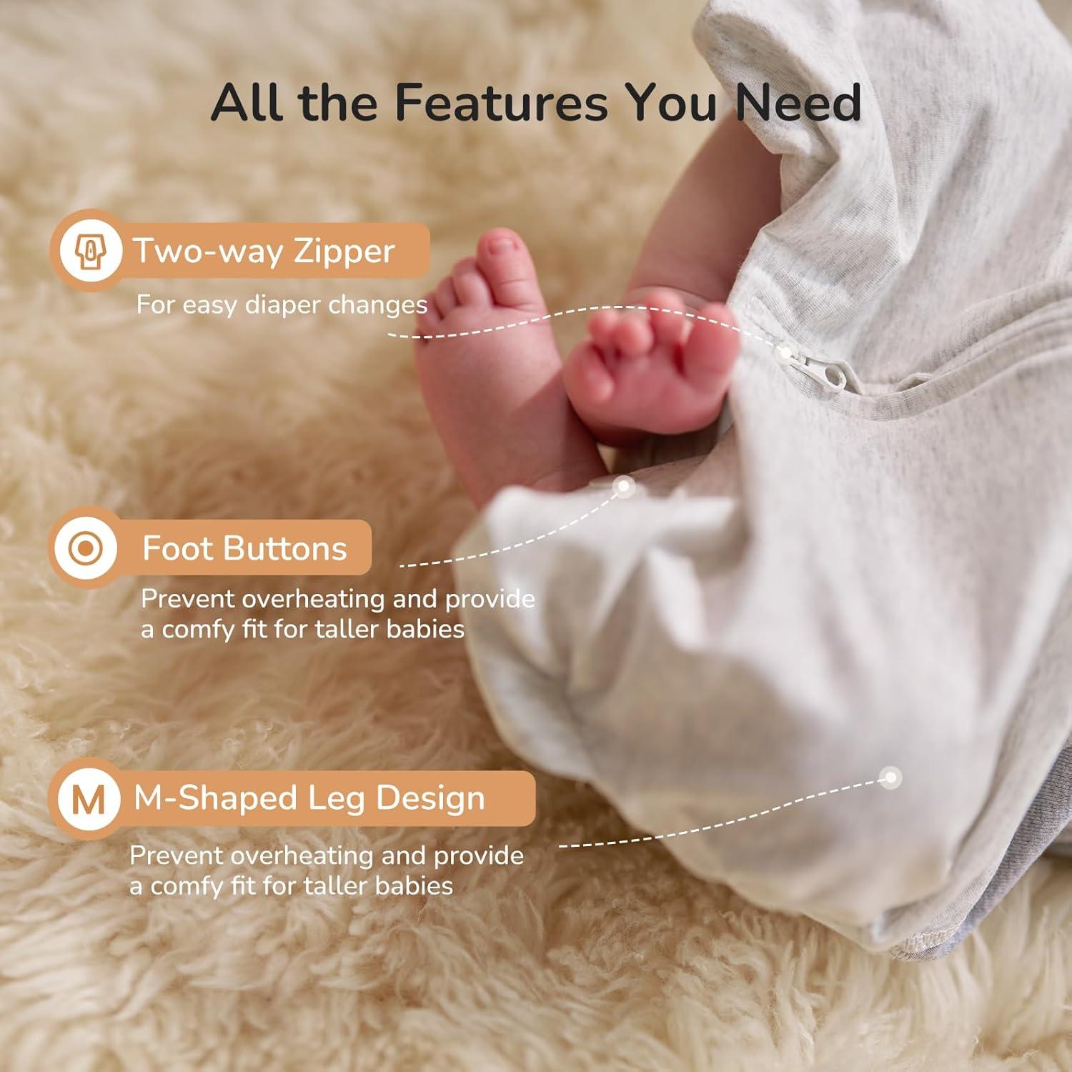 Manta para Bebé KIDIRA 0-3 Meses Algodón Gris con Brazos Arriba