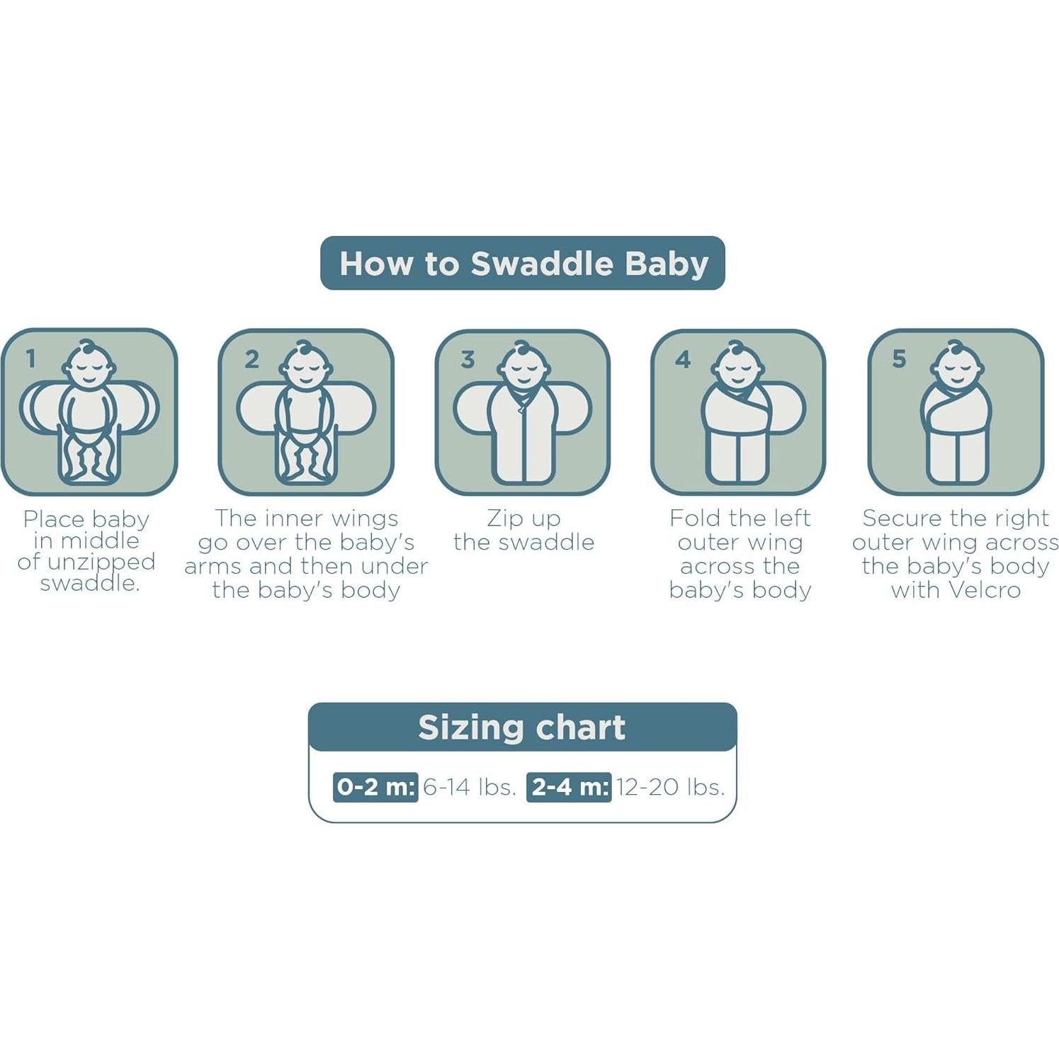 Envueltos LullaBaby Doble Sueño 0-2 Meses Algodón 100% Arena Blanca