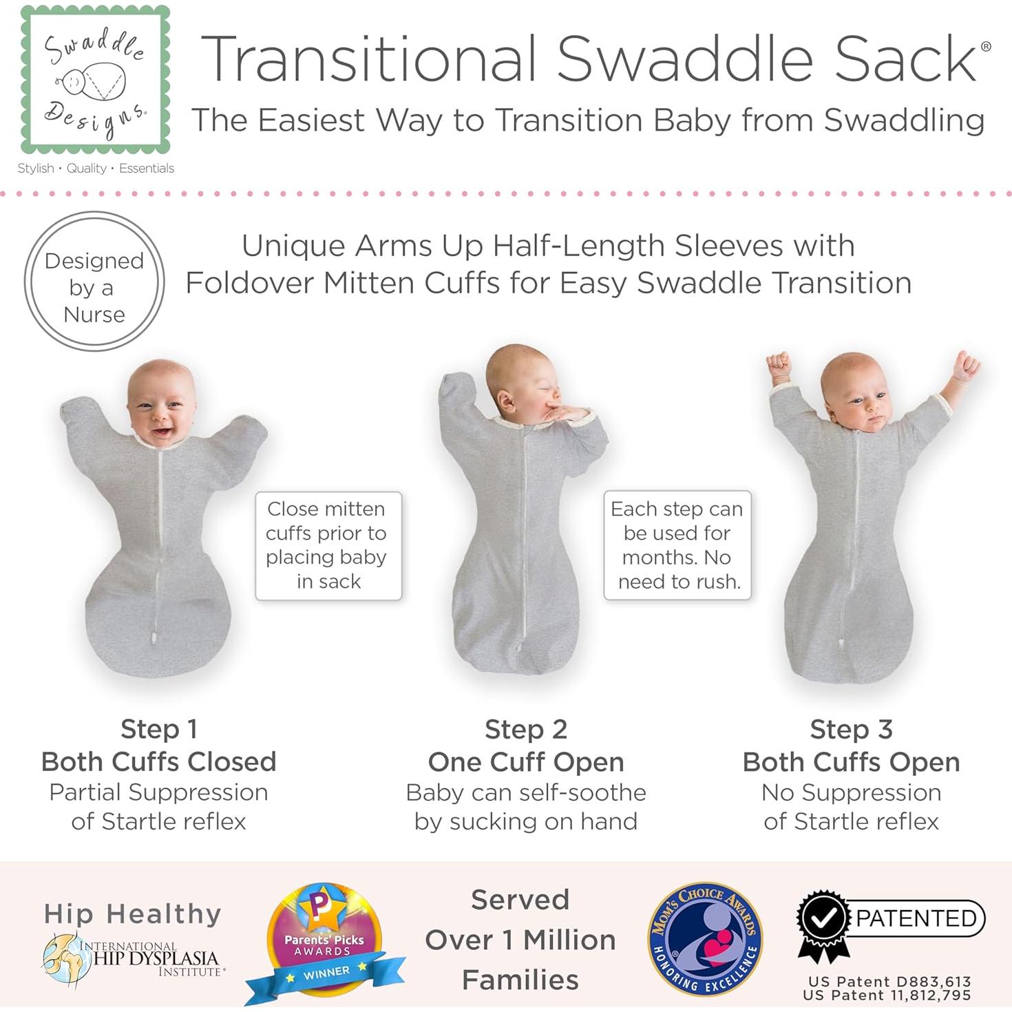 Saco de Envoltura Transicional SwaddleDesigns Floral 3-6 Meses