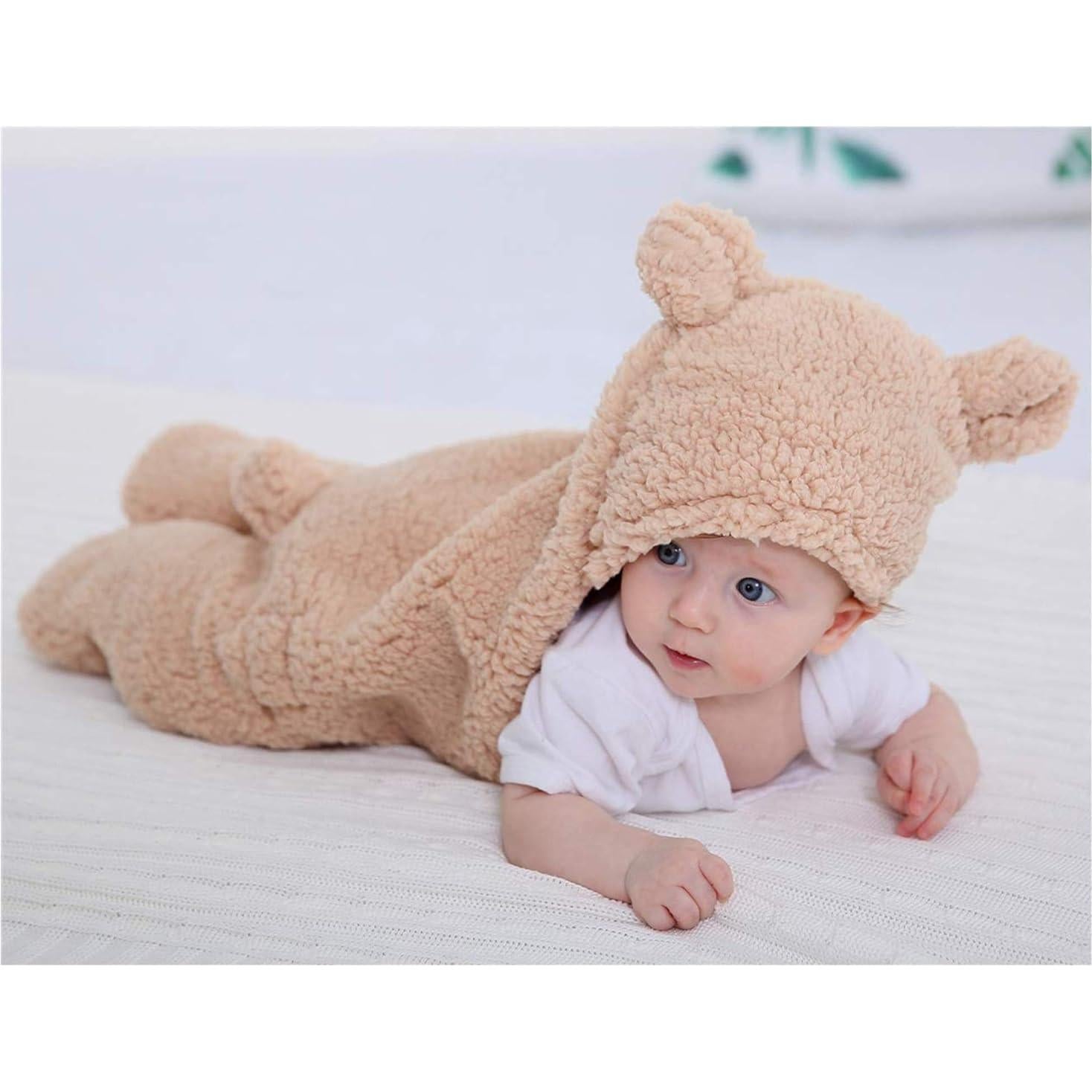 Manta Swaddle de Bebé XMWEALTHY Felpa Marrón 61x28 cm