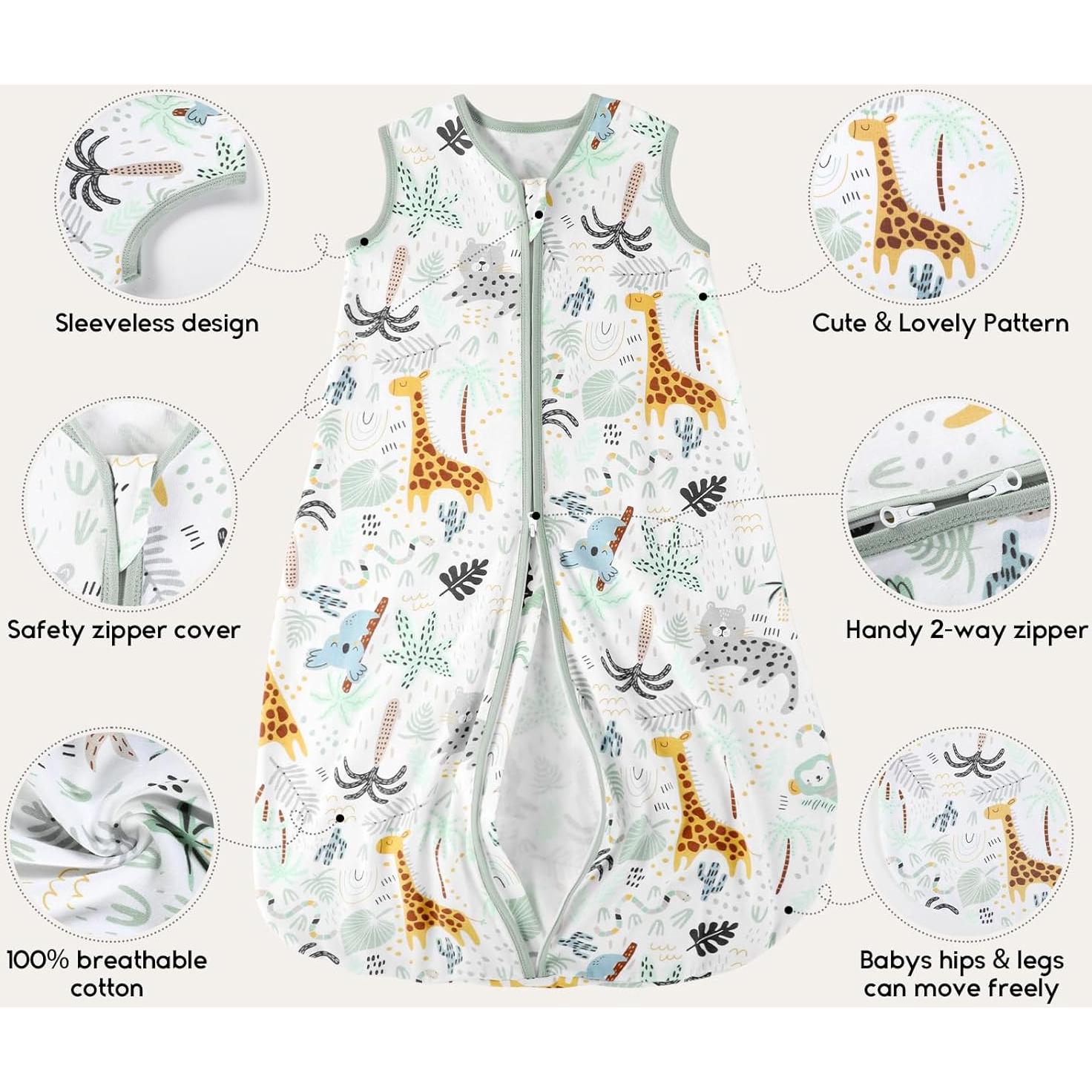 Saco de Sueño para Bebés Yoofoss 0.5 TOG Jirafa 6-12 Meses