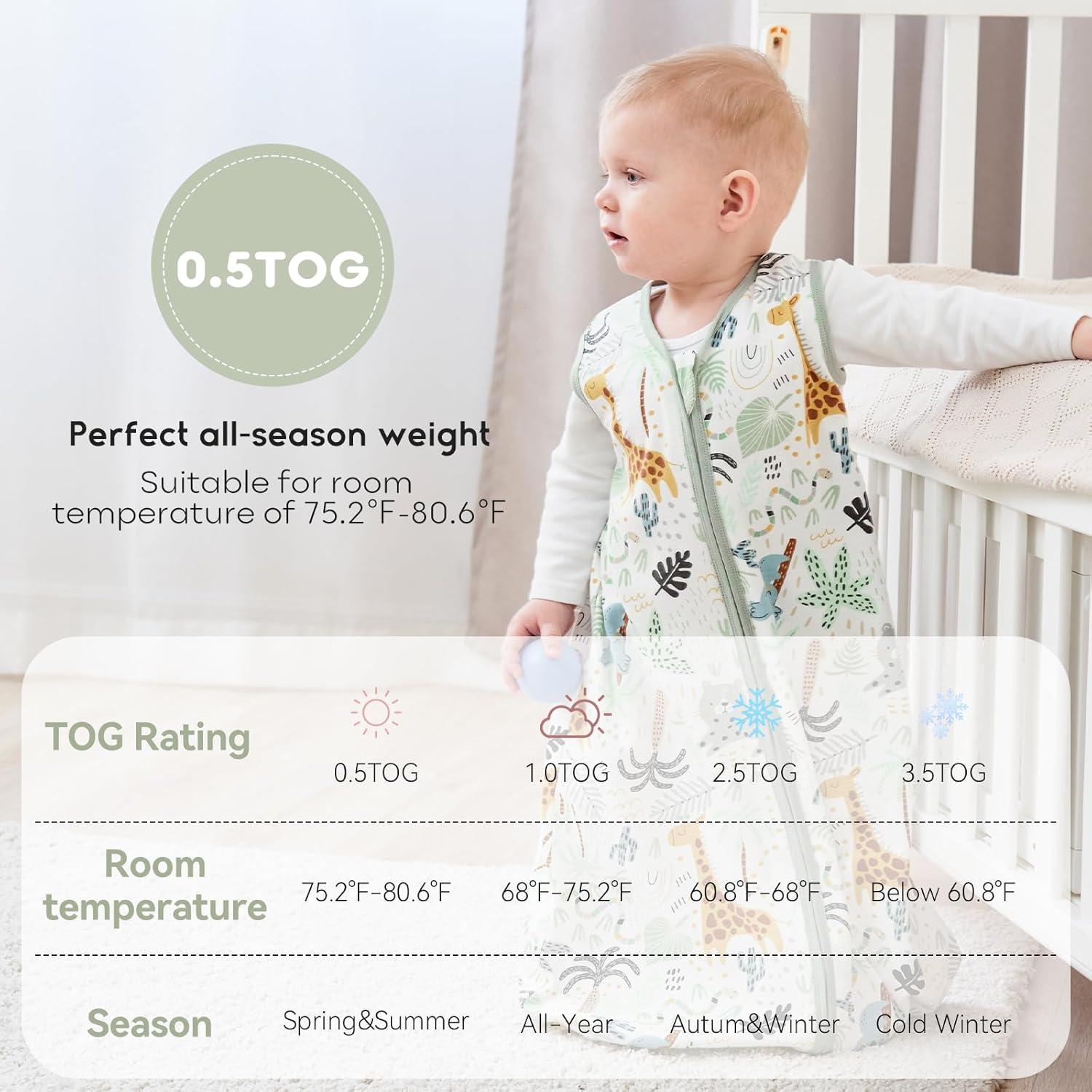 Saco de Sueño para Bebés Yoofoss 0.5 TOG Jirafa 6-12 Meses