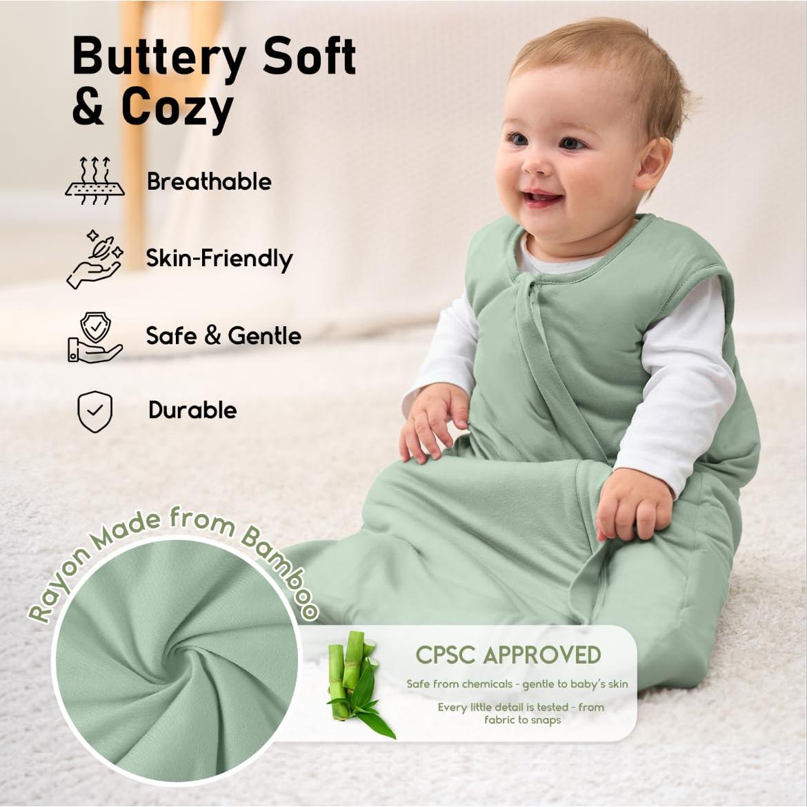Saco de Sueño Yoofoss para Bebés 0-6 Meses 1.0 Tog Verde