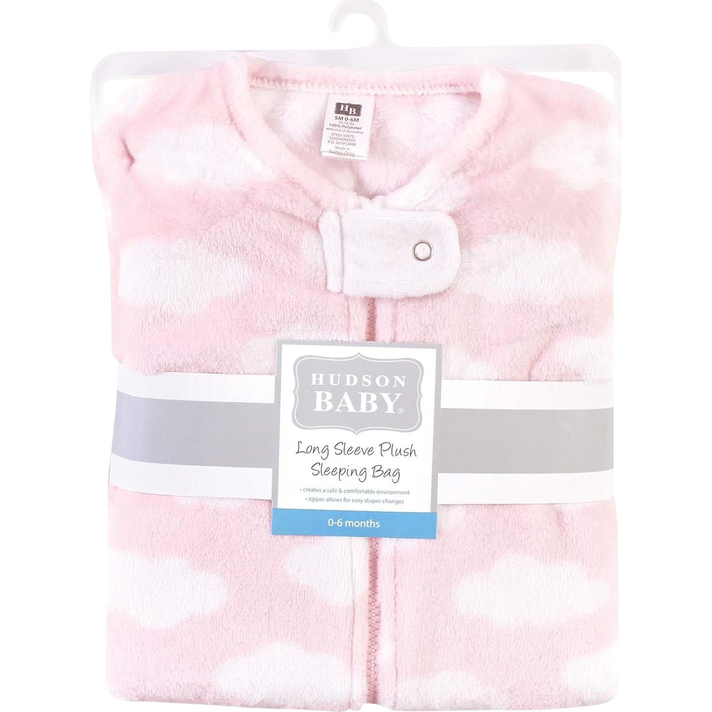 Saco de Dormir de Peluche Hudson Baby Unisex 0-6 Meses Nubes Rosadas
