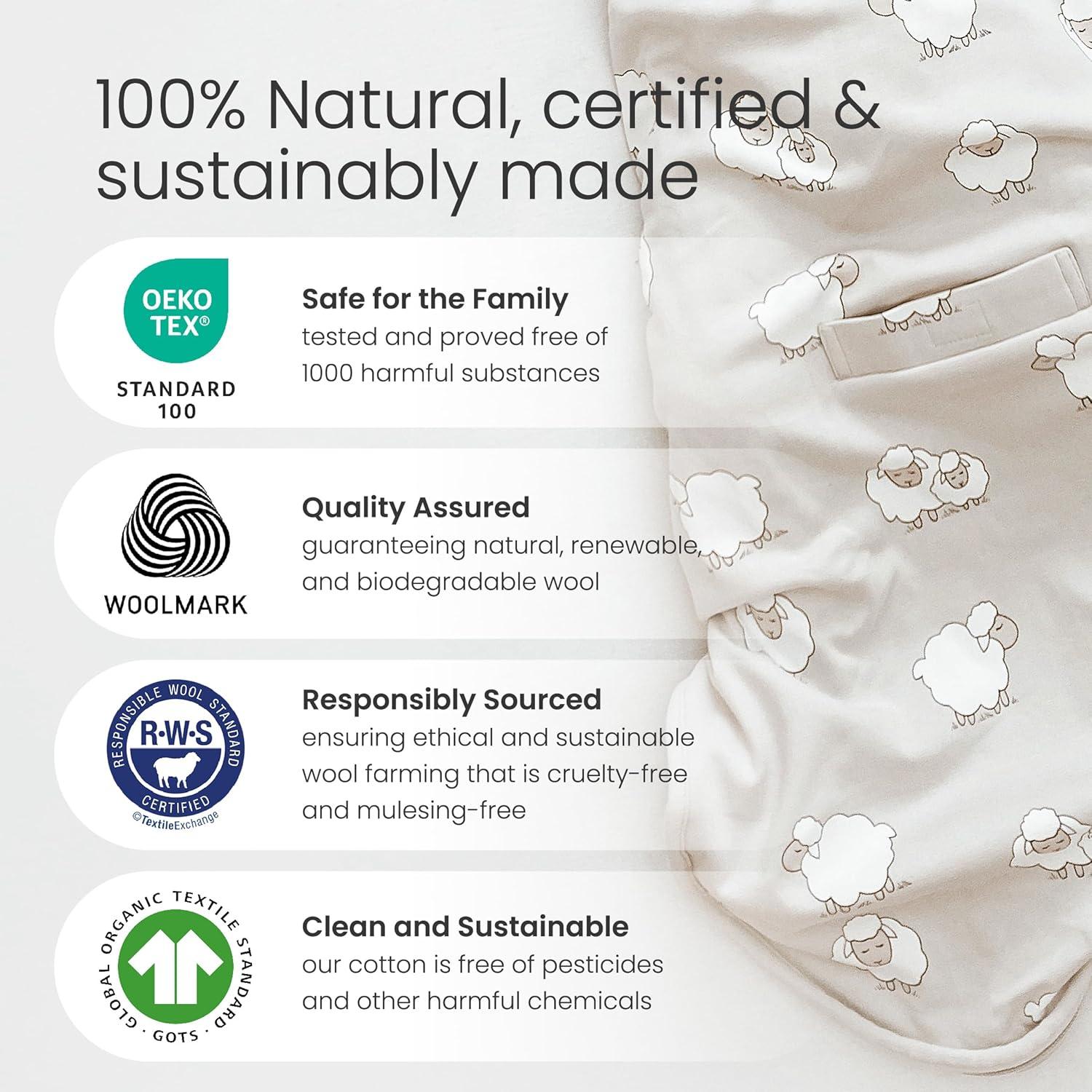 Saco de dormir ajustable Woolino 4 estaciones - Lana Merino