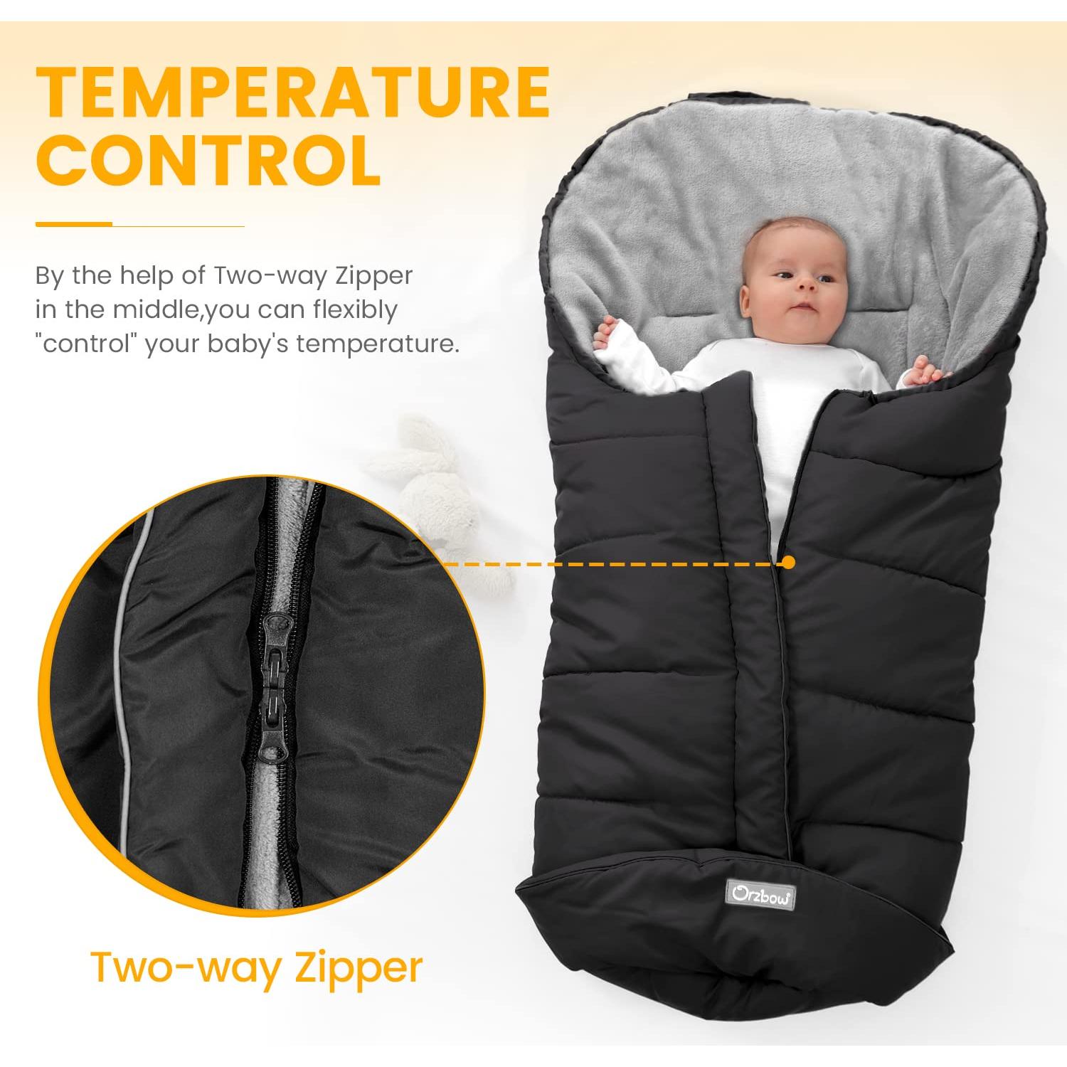 Saco de pies Orzbow Grande Negro para cochecito invierno