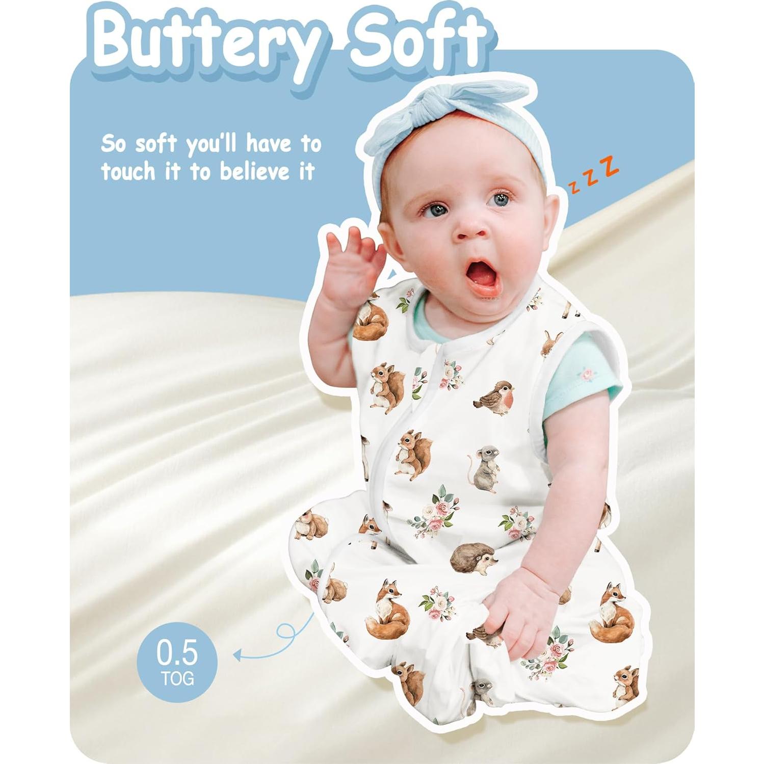 Sacos de Sueño Ligeros para Niños 2T-4T, 0.5 TOG Verano