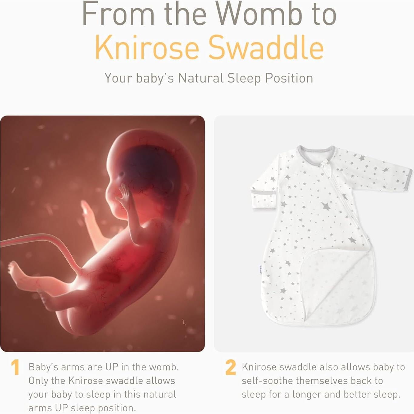 Saco de Swaddle Transicional Knirose Algodón Orgánico 0-3 Meses