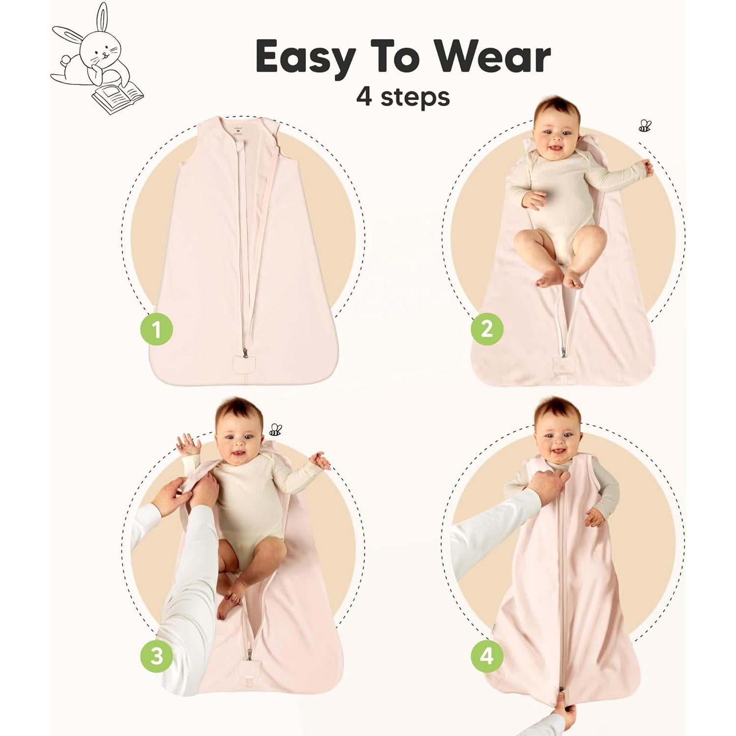 Saco de Dormir para Bebés KeaBabies 0.5TOG Algodón Orgánico 2 Pcs