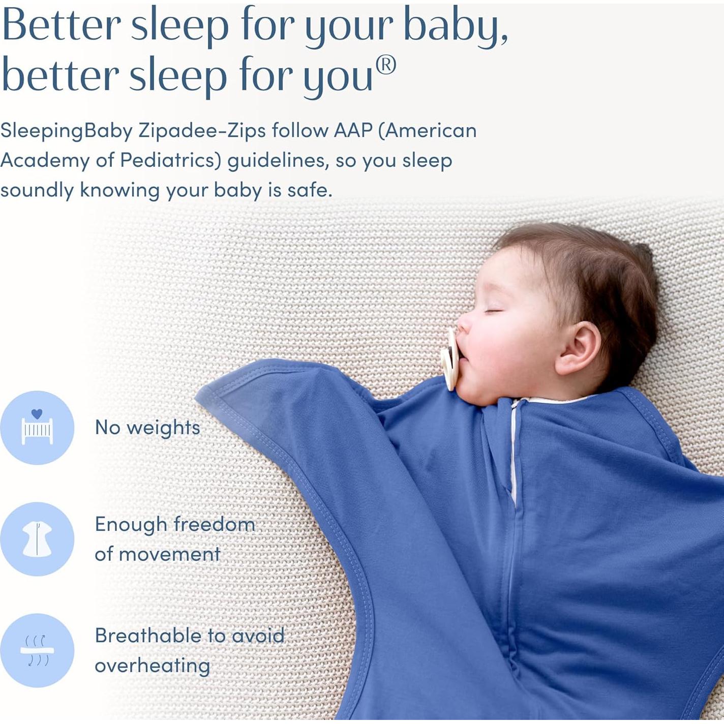 SleepingBaby Zipadee-Zip Manta de Swaddle Grande Azul 12-24 Meses
