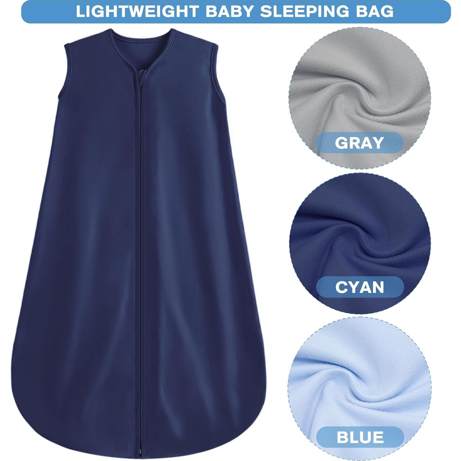 Saco de Sueño para Bebés 0-6 Meses Algodón Rayón Azul