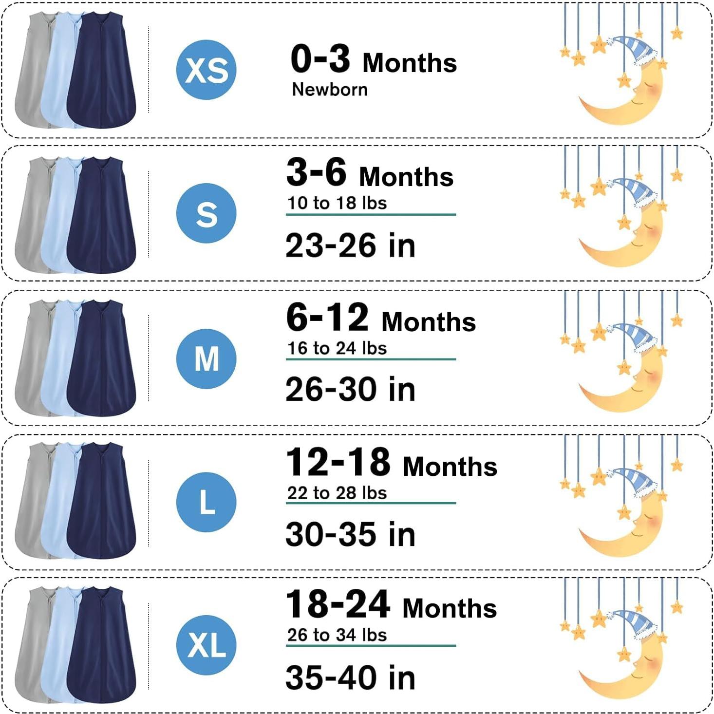 Saco de Sueño para Bebés 0-6 Meses Algodón Rayón Azul