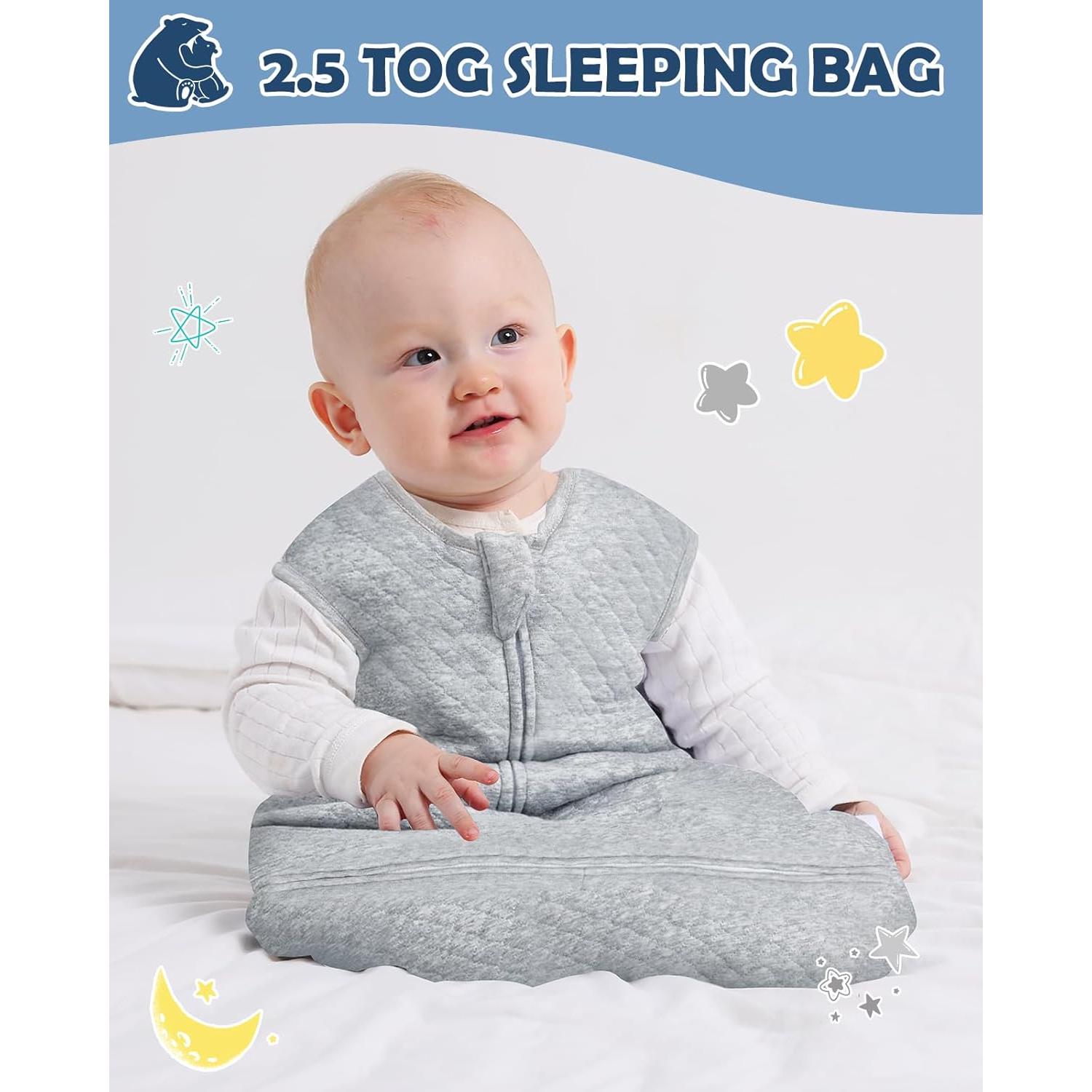 Saco de dormir para bebé Lictin 2.5 TOG ajustable gris 6-24 meses