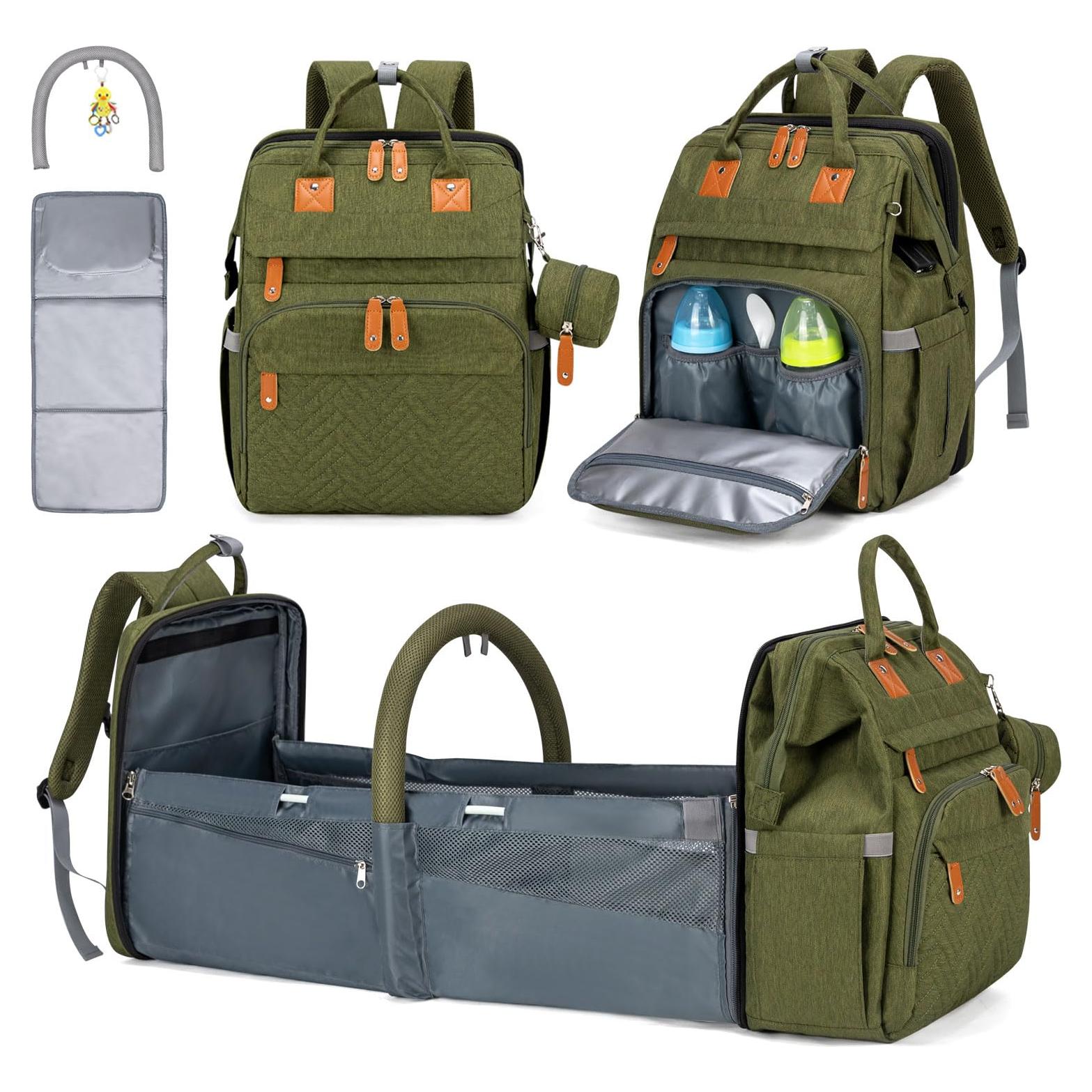 Mochila para Pañales KABAQOO Verde Militar 35L Multifuncional