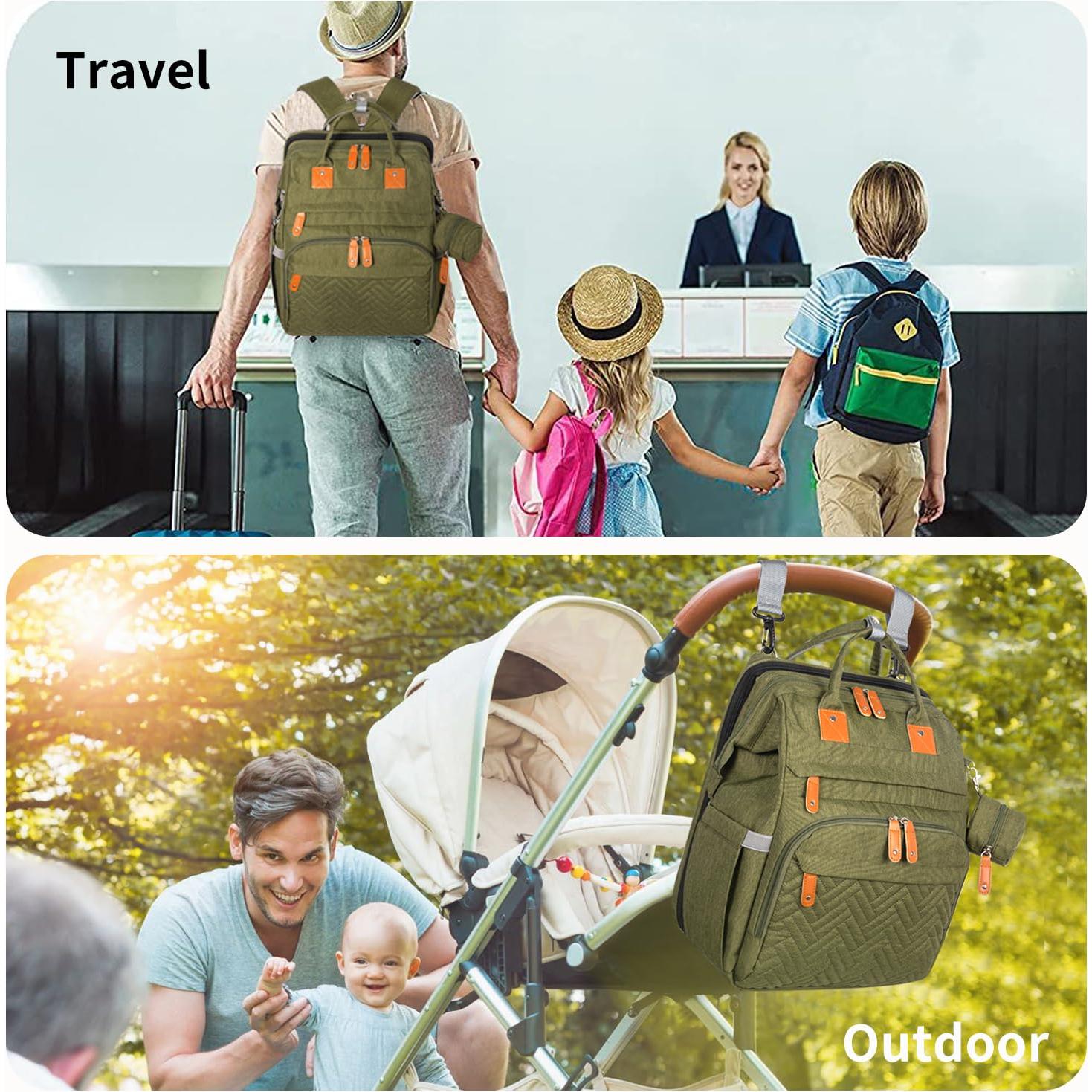 Mochila para Pañales KABAQOO Verde Militar 35L Multifuncional
