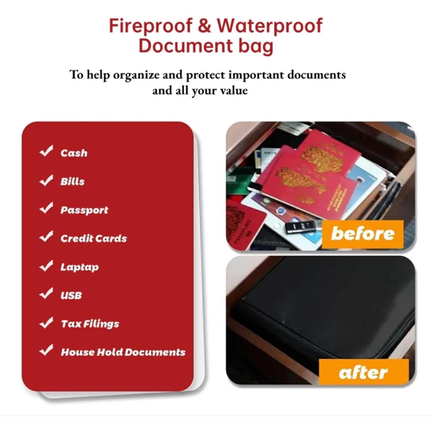 Organizador de Documentos a Prueba de Fuego Home Studio 37x27cm