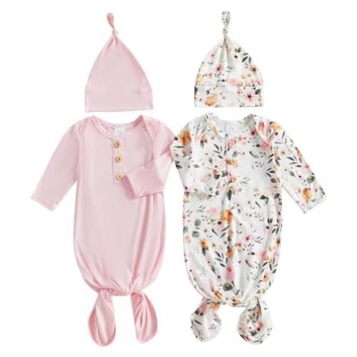 Conjunto de Pijama para Bebé Woshilaocai 0-3 Meses Floral y Sólido