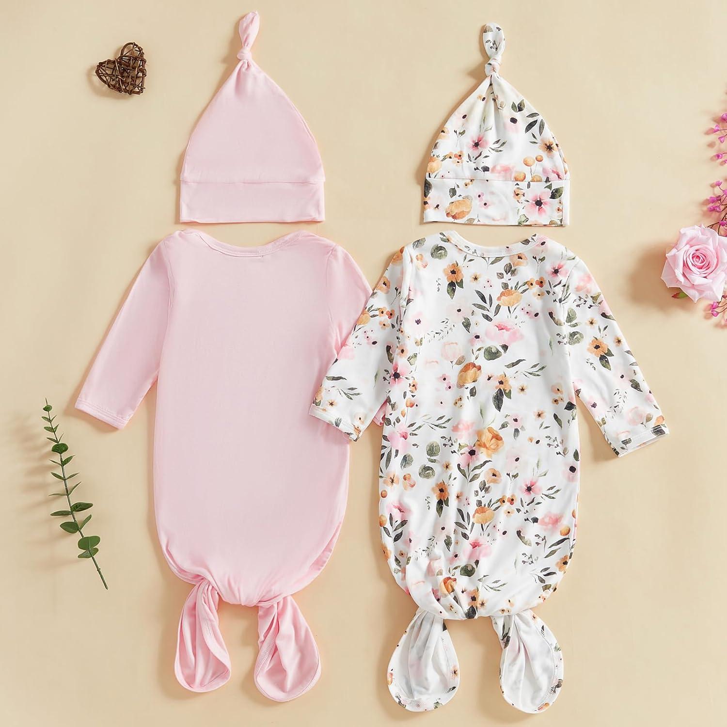 Conjunto de Pijama para Bebé Woshilaocai 0-3 Meses Floral y Sólido