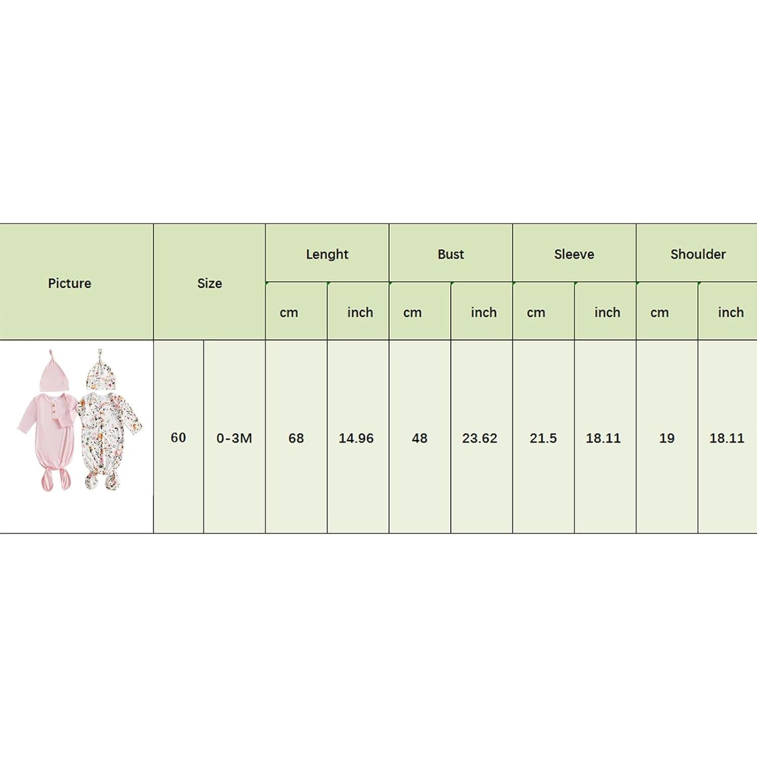 Conjunto de Pijama para Bebé Woshilaocai 0-3 Meses Floral y Sólido