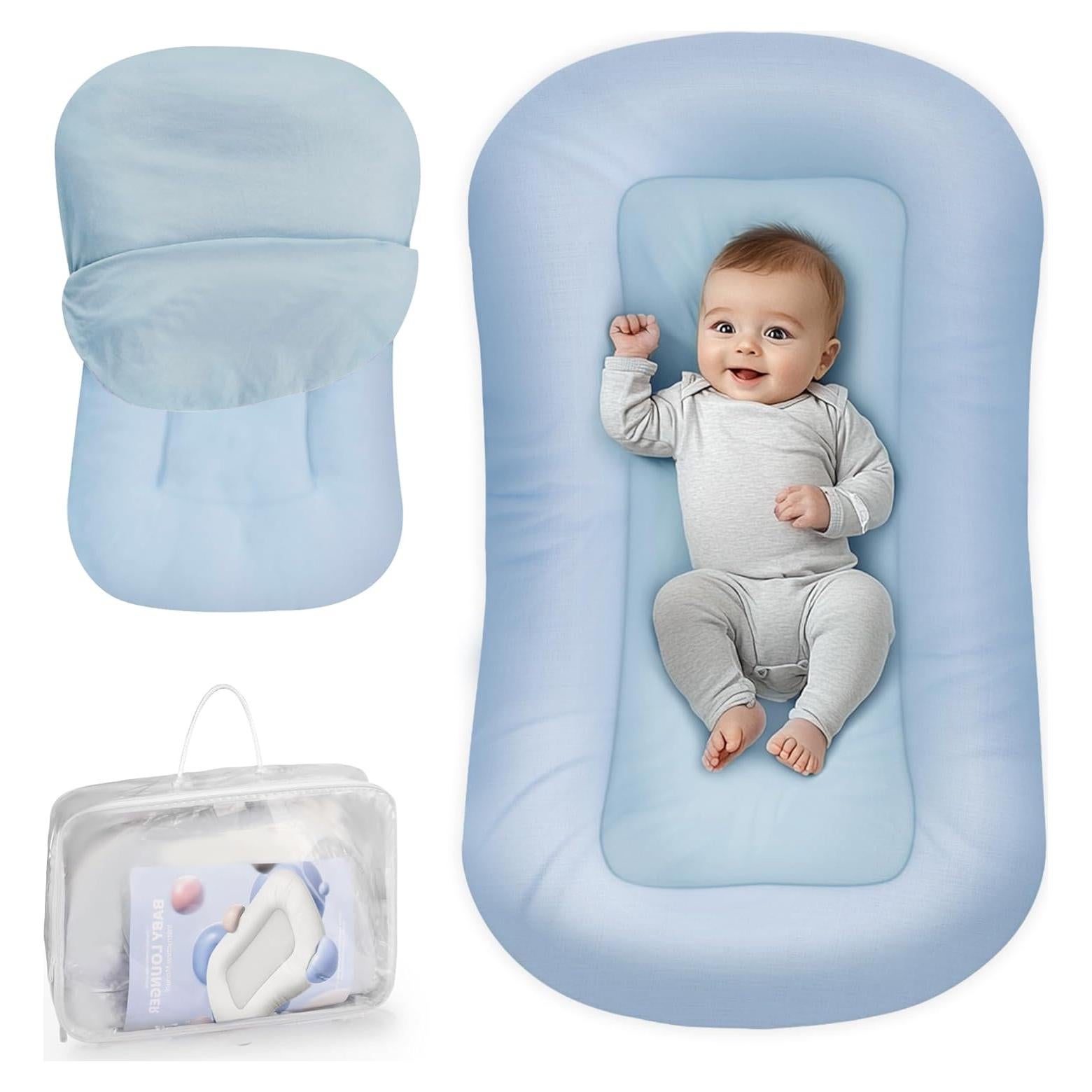 Cuna Nido para Bebés Zuma Azul - Algodón Suave, 0-24 Meses